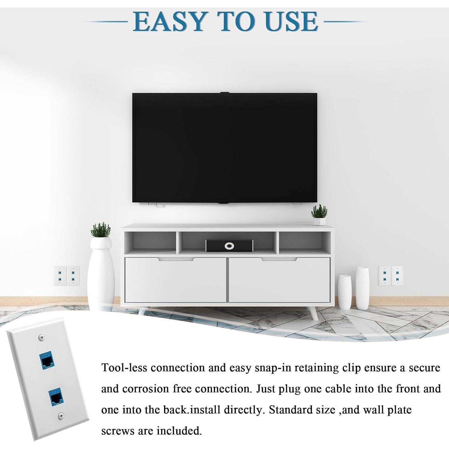 Placa de Pared Ethernet 2 Puertos RJ45 Cat6 Weewooday Azul