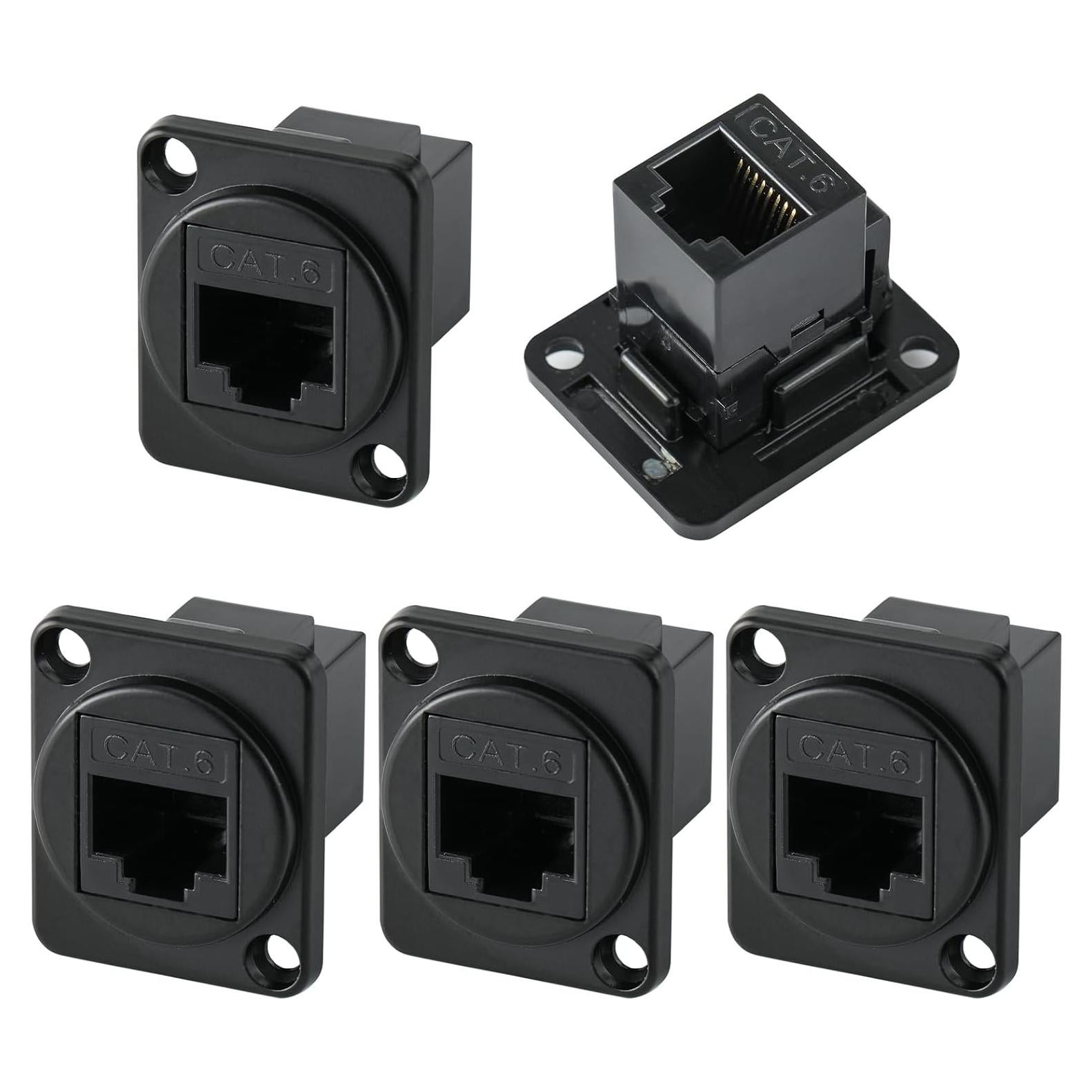 5 Conectores RJ45 Cat6 Montaje en Panel ANMBEST Hembra a Hembra