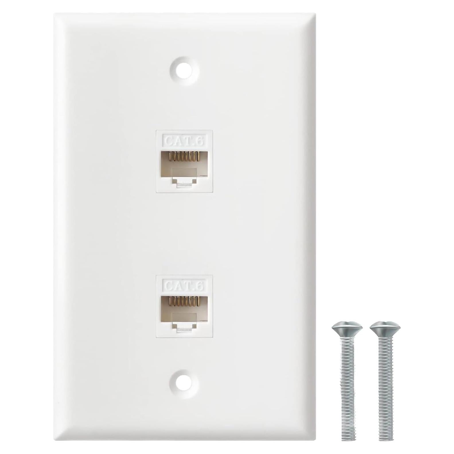 Placa de Pared Ethernet 2 Puertos Cat6 EastStarTech Blanca