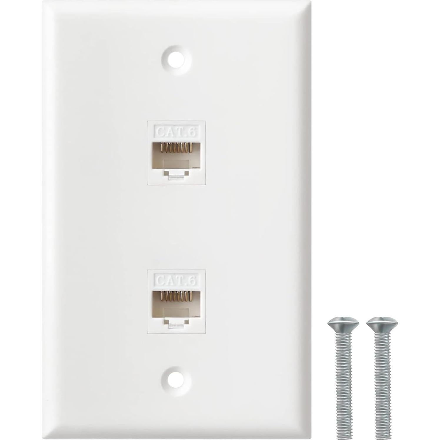 Placa de Pared Ethernet 2 Puertos Cat6 EastStarTech Blanca