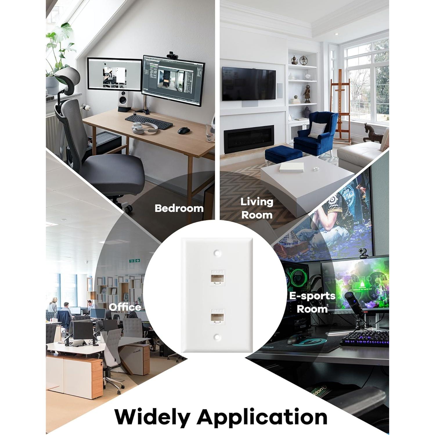 Placa de Pared Ethernet 2 Puertos Cat6 EastStarTech Blanca