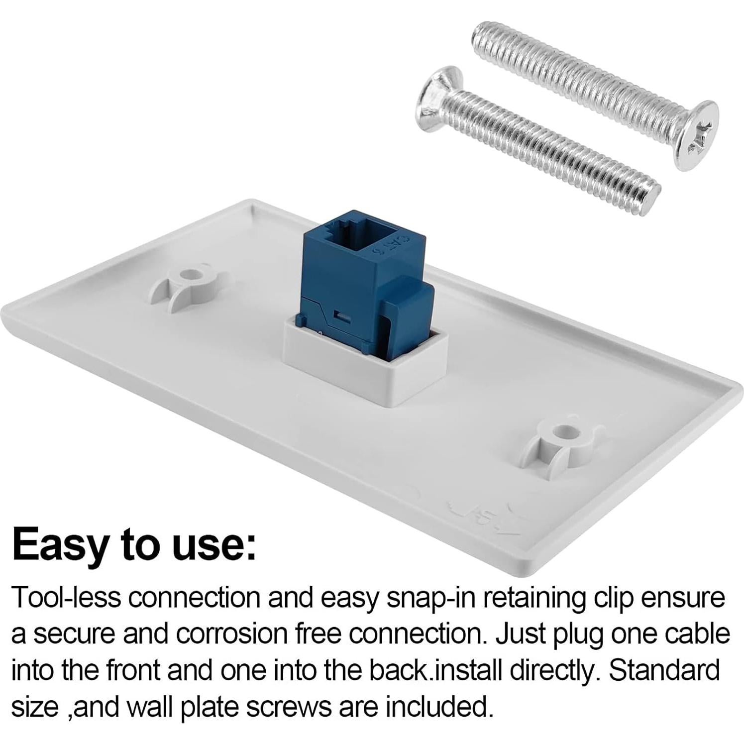 Placa de Pared Ethernet RJ45 Cat6 Hembra a Hembra BERANMEY - Paquete de 2