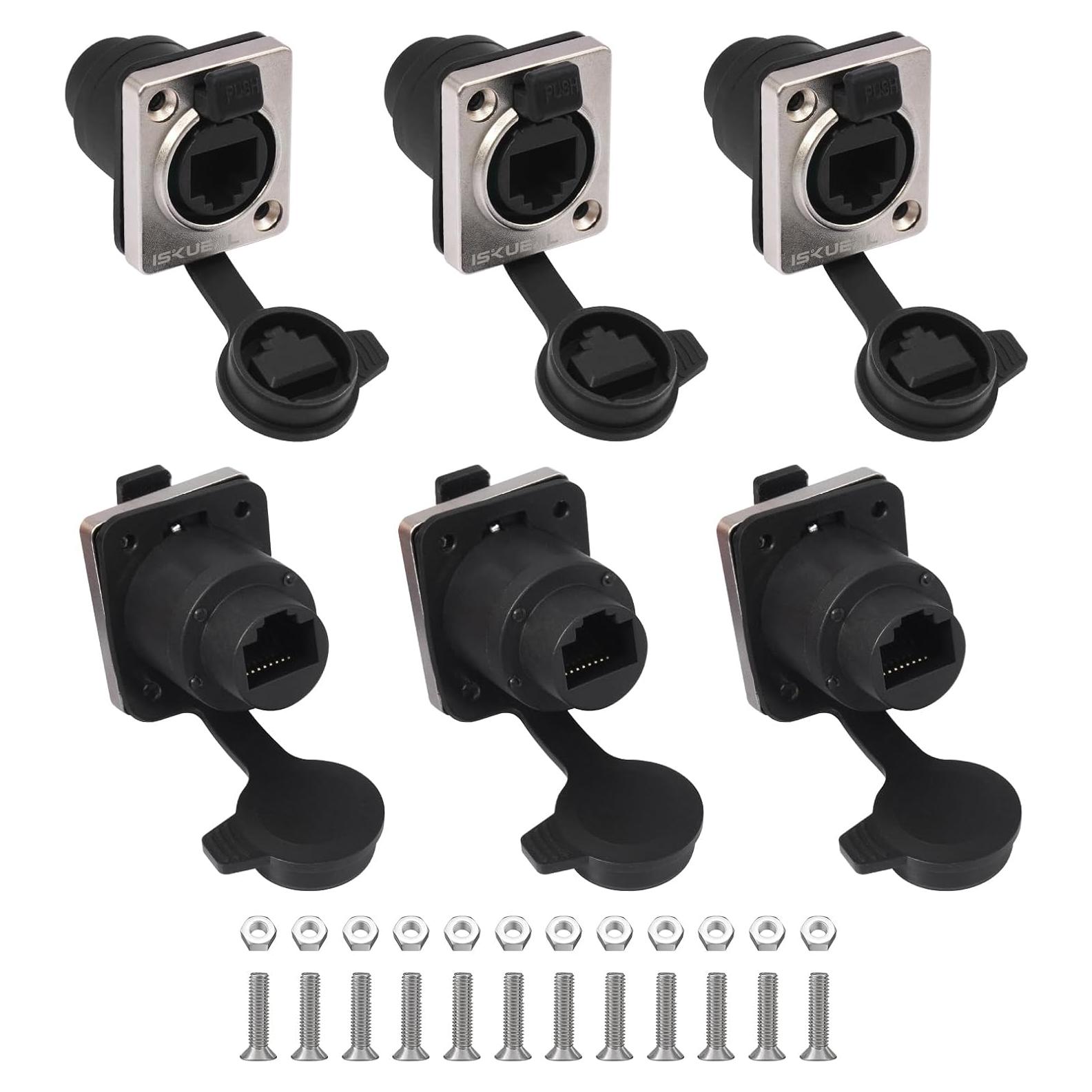 6PCS Conector RJ45 Femenino a Femenino IP65 Iskueal