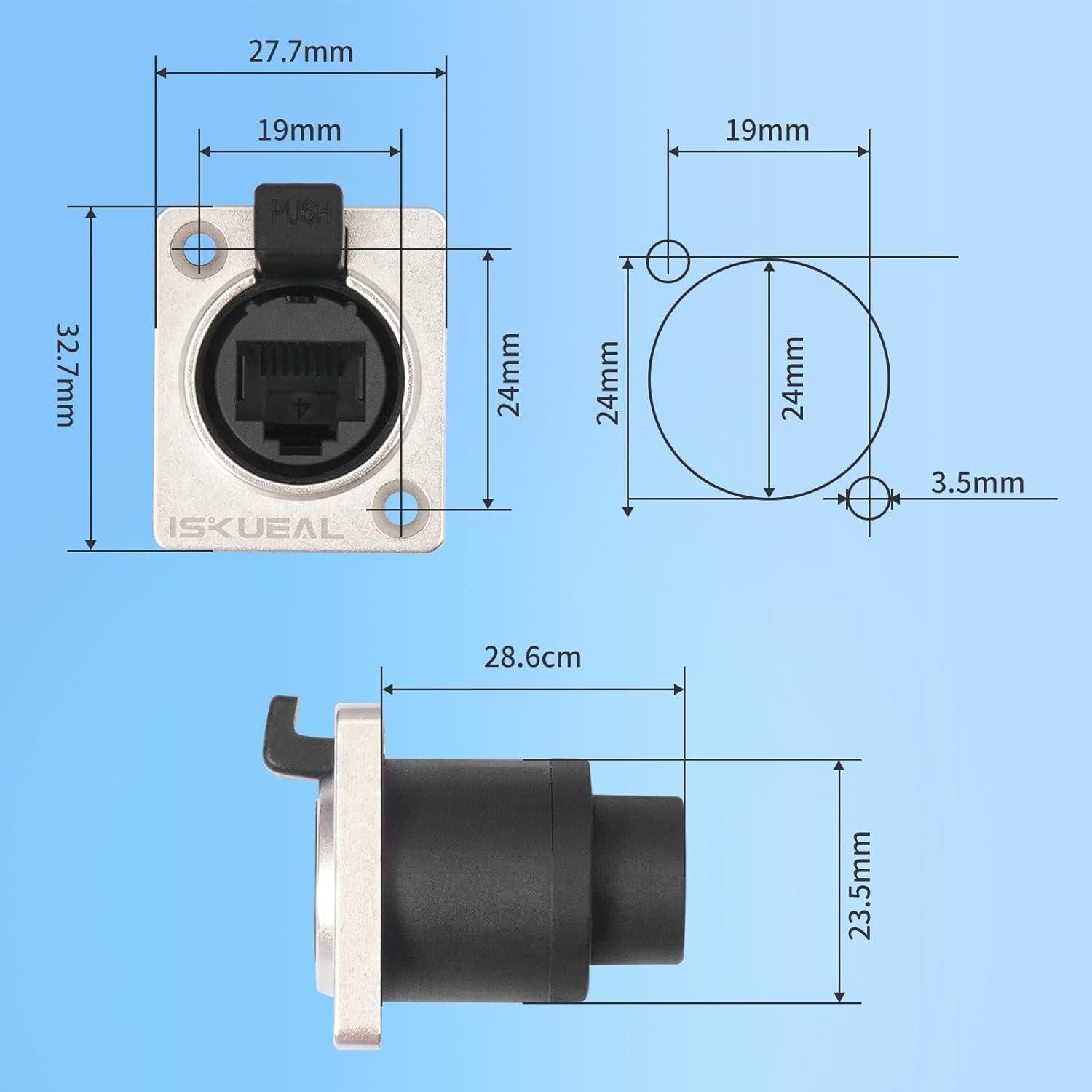 6PCS Conector RJ45 Femenino a Femenino IP65 Iskueal