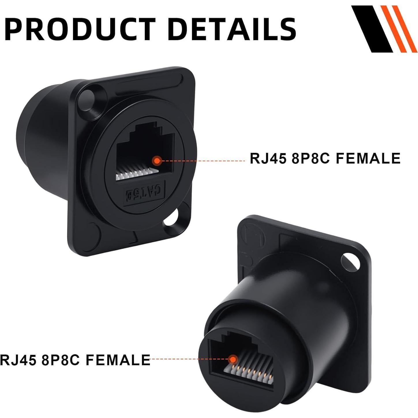 Adaptador de Montaje en Panel RJ45 Cat5e Hembrado D-Type