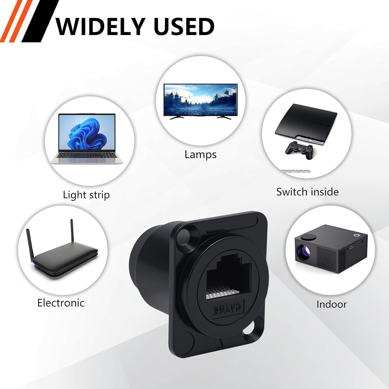 Adaptador de Montaje en Panel RJ45 Cat5e Hembrado D-Type