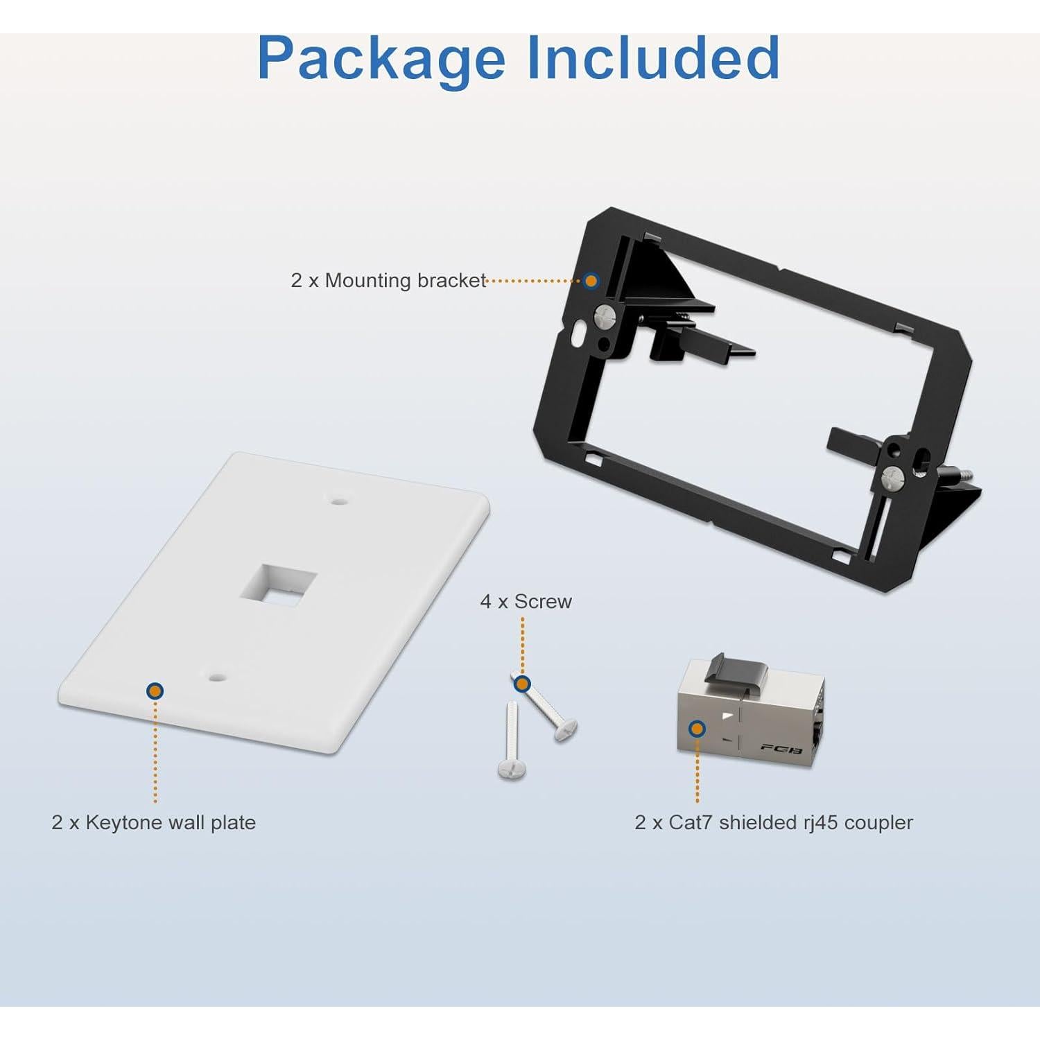 Placa de Pared Ethernet FGB 1 Puerto Cat7 2 Pack Blanco