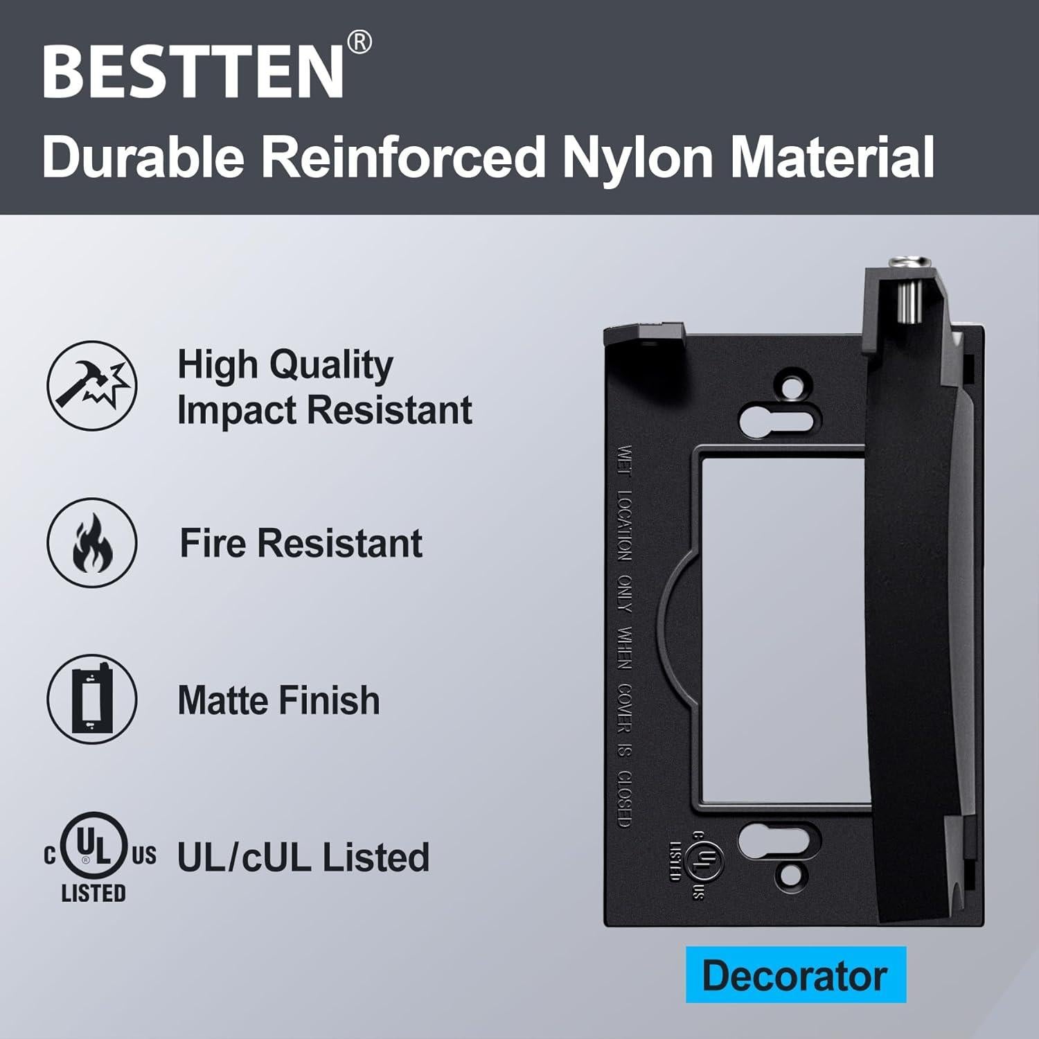 Cubierta de Placa de Pared Exterior BESTTEN 3 Unidades Negra