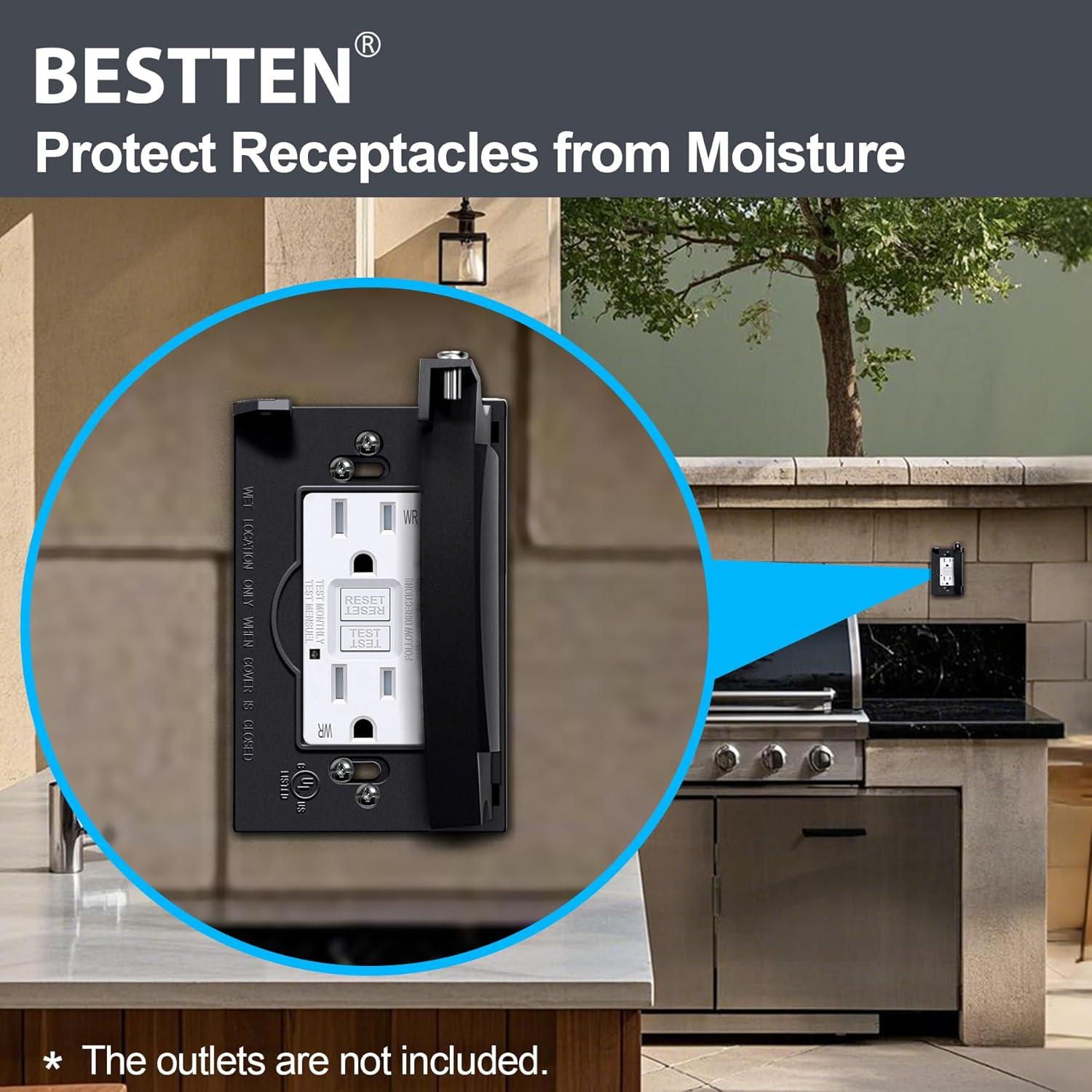 Cubierta de Placa de Pared Exterior BESTTEN 3 Unidades Negra