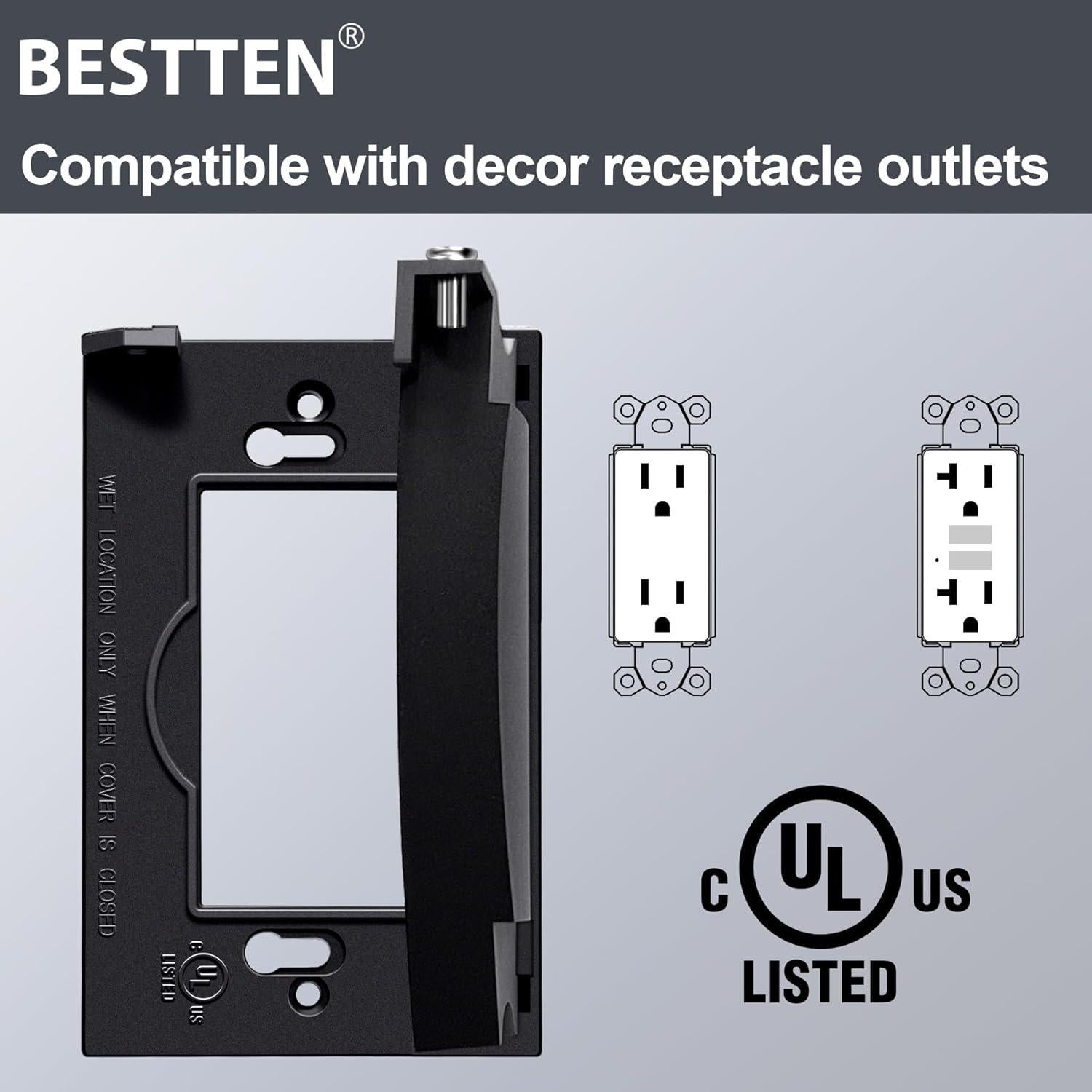 Cubierta de Placa de Pared Exterior BESTTEN 3 Unidades Negra
