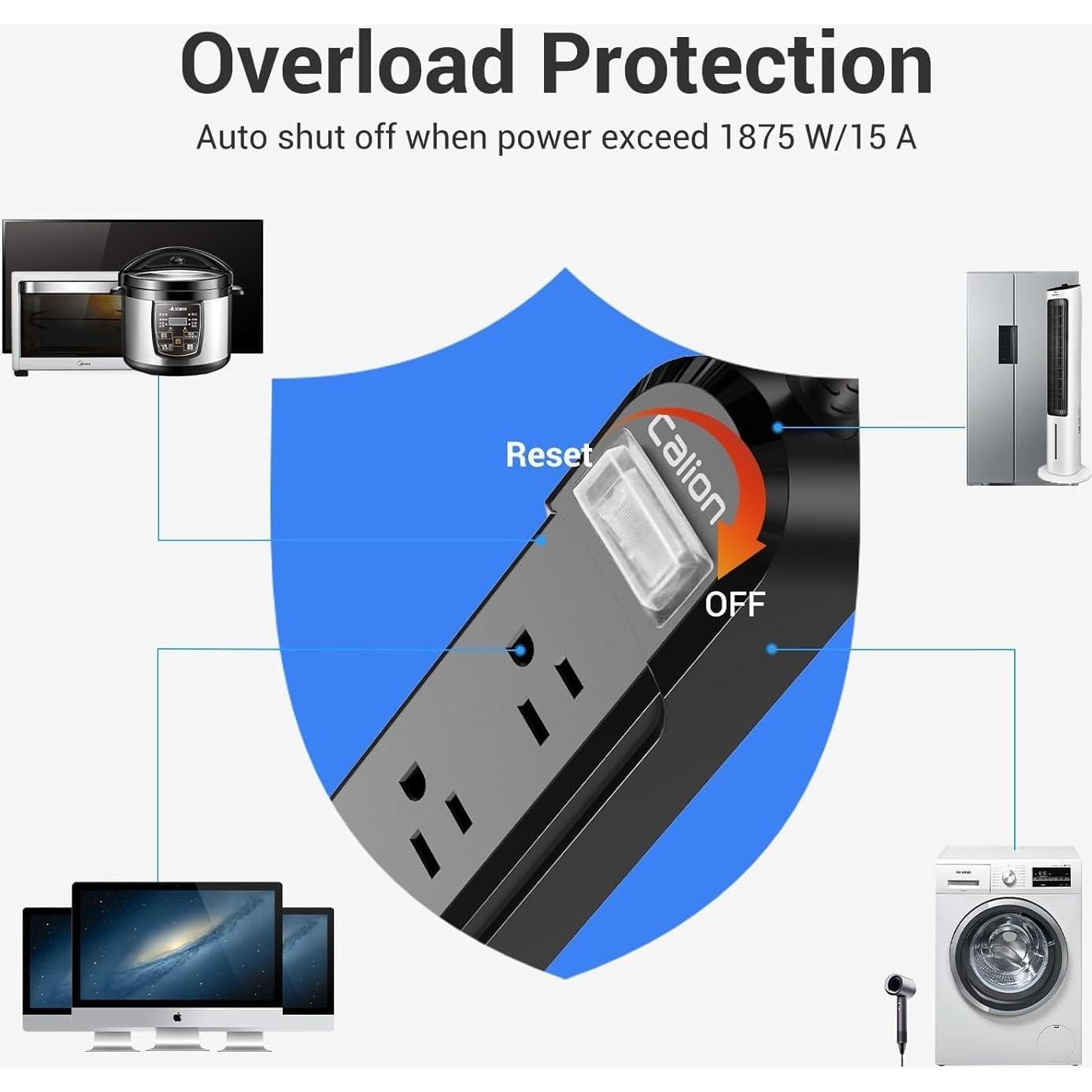 Toma de Corriente Exterior IPX6 Qiyuan 3 Salidas 1.83m