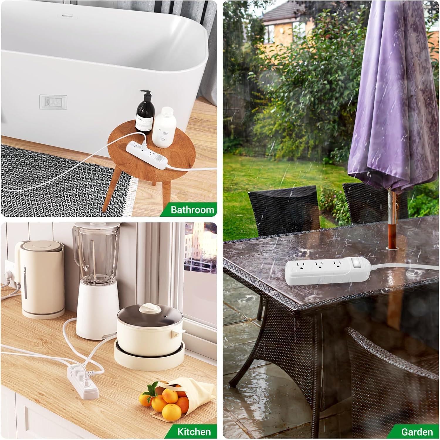 Toma de Corriente Exterior IPX6 Qiyuan 3 Salidas 1.83m