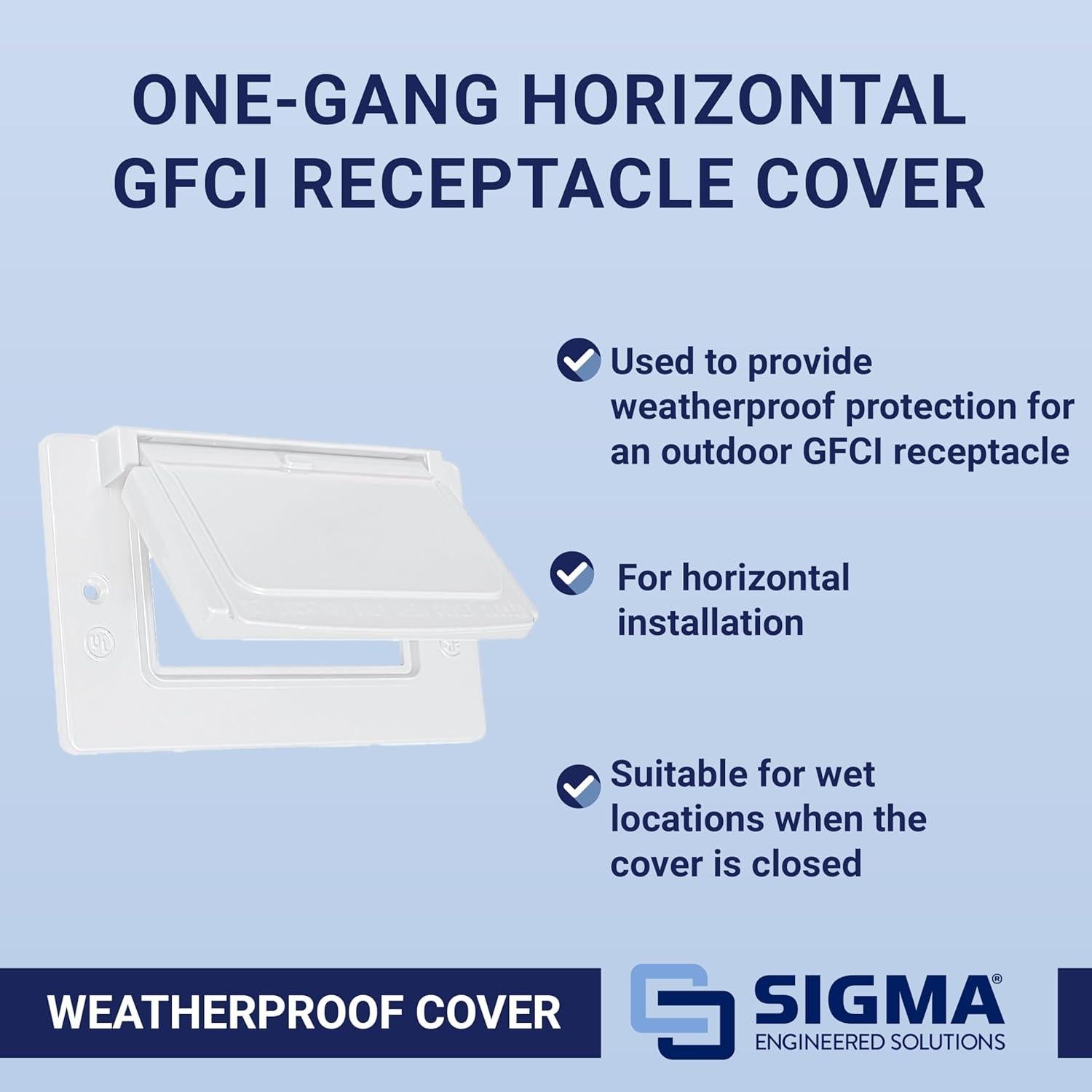 Cubierta de Enchufe GFCI Exterior Sigma 14249WH Blanca Metal