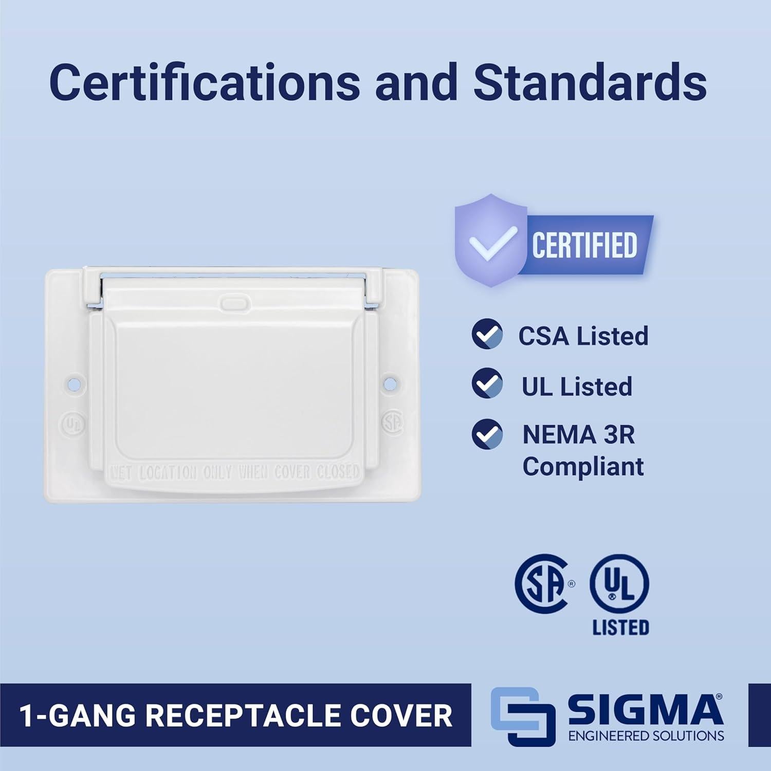 Cubierta de Enchufe GFCI Exterior Sigma 14249WH Blanca Metal