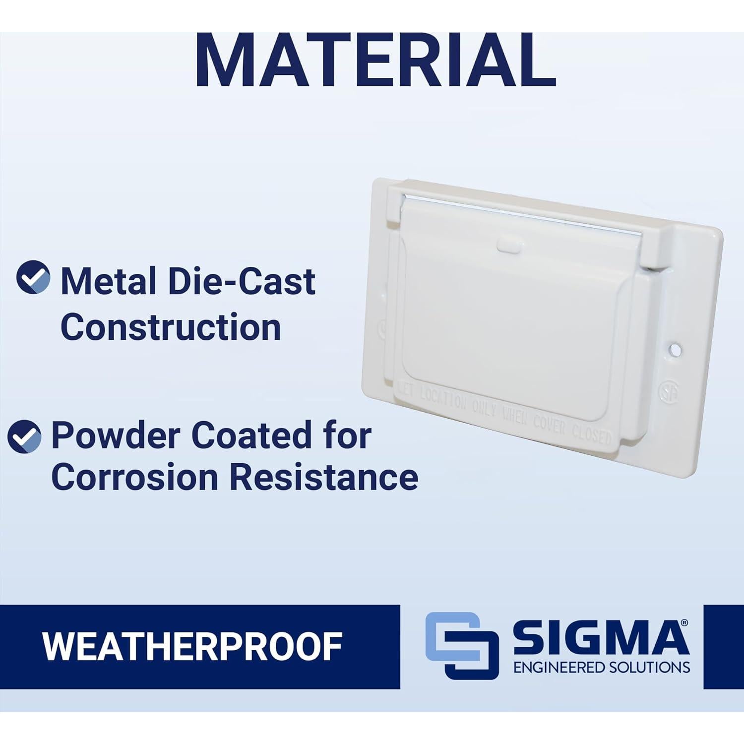 Cubierta de Enchufe GFCI Exterior Sigma 14249WH Blanca Metal