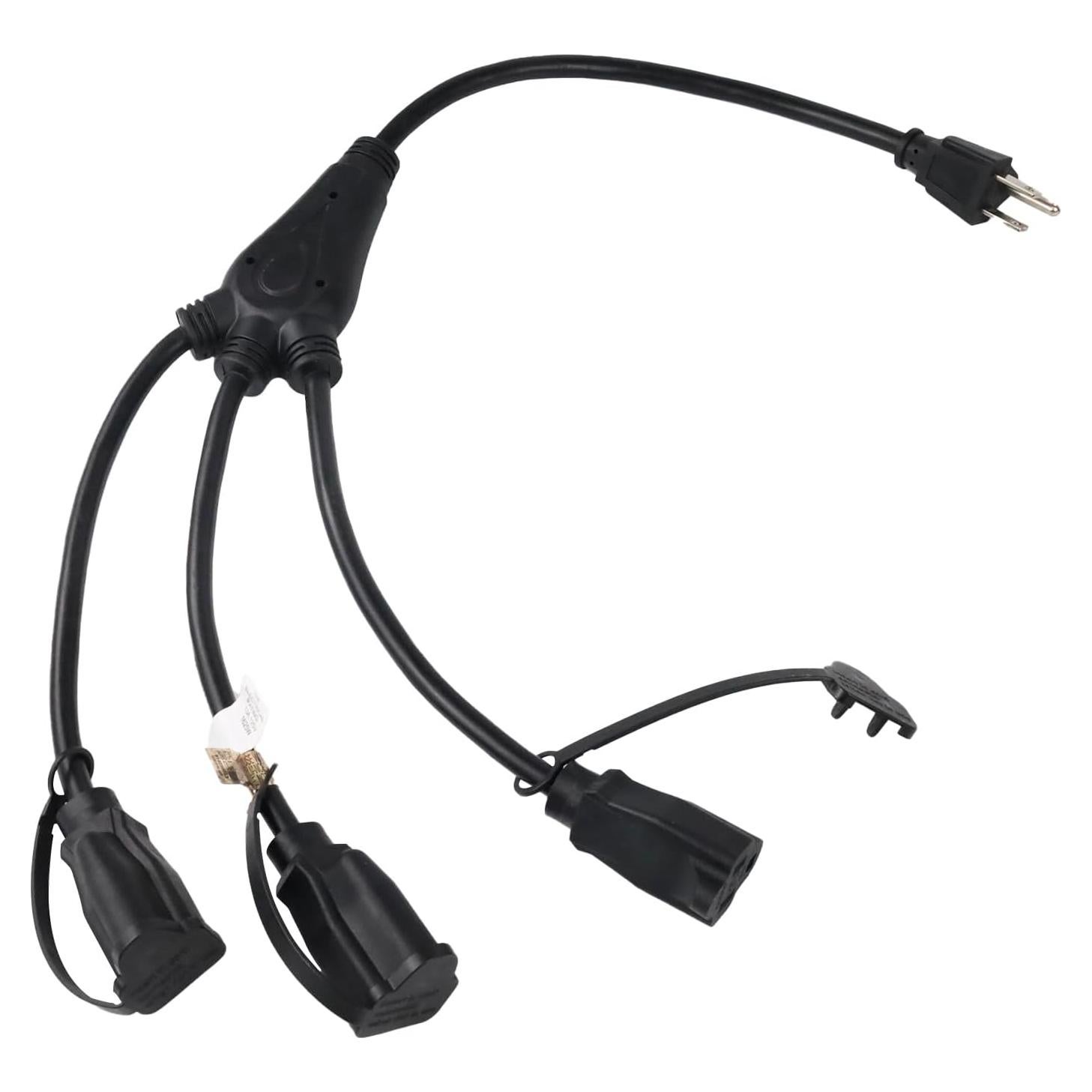 Divisor de Enchufe 1 a 3 EP 0.88m Negro Resistente Exterior