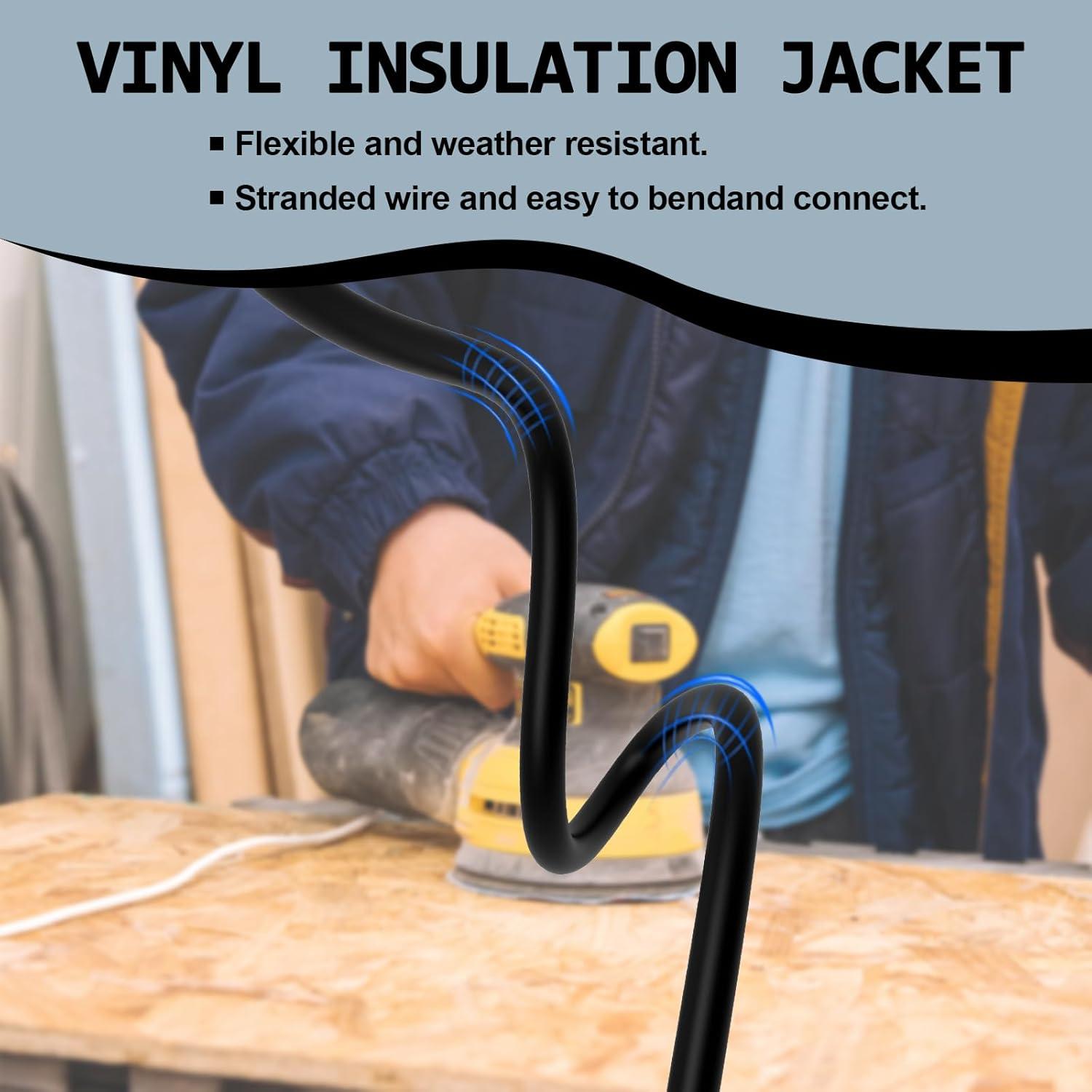 Divisor de Enchufe 1 a 3 EP 0.88m Negro Resistente Exterior