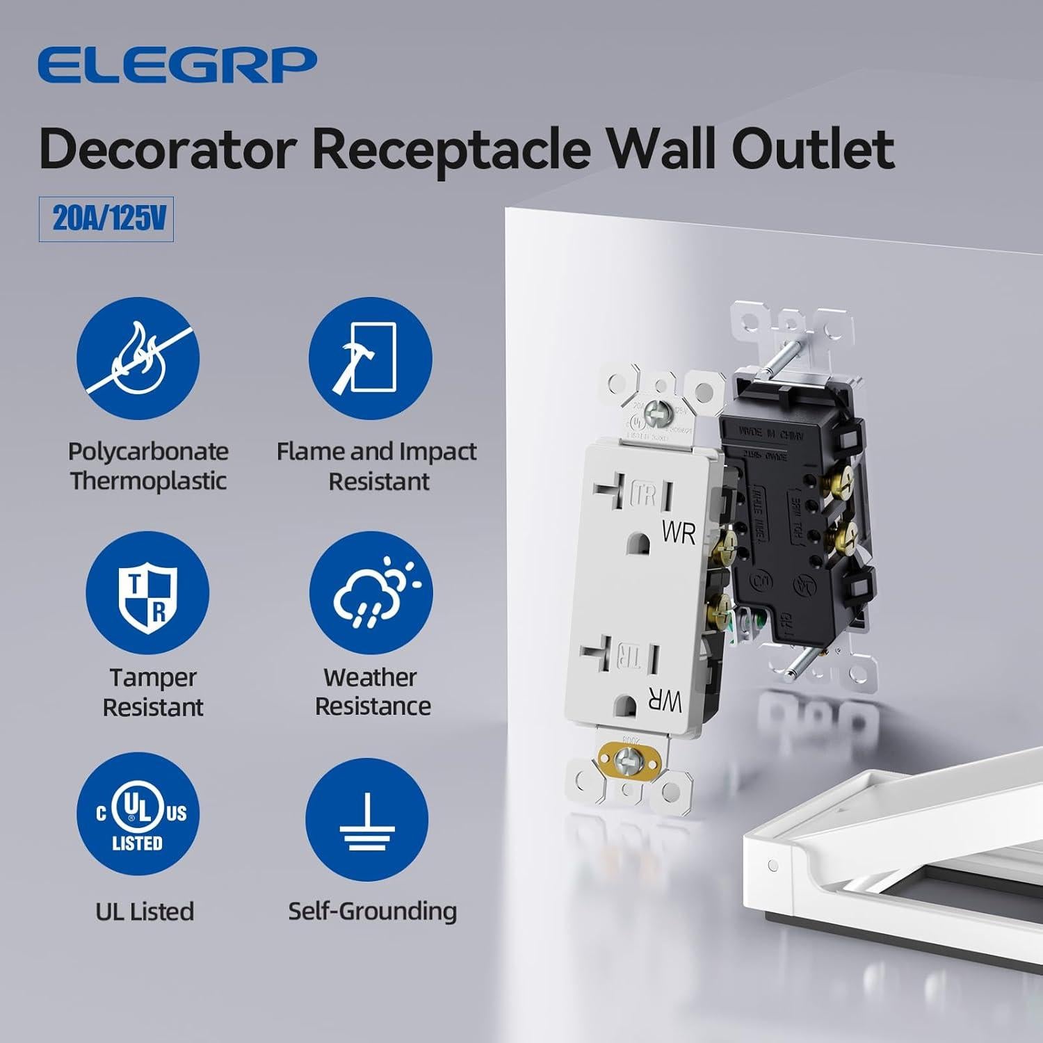 Toma de Pared Exterior ELEGRP 20A 125V Resistente Climas