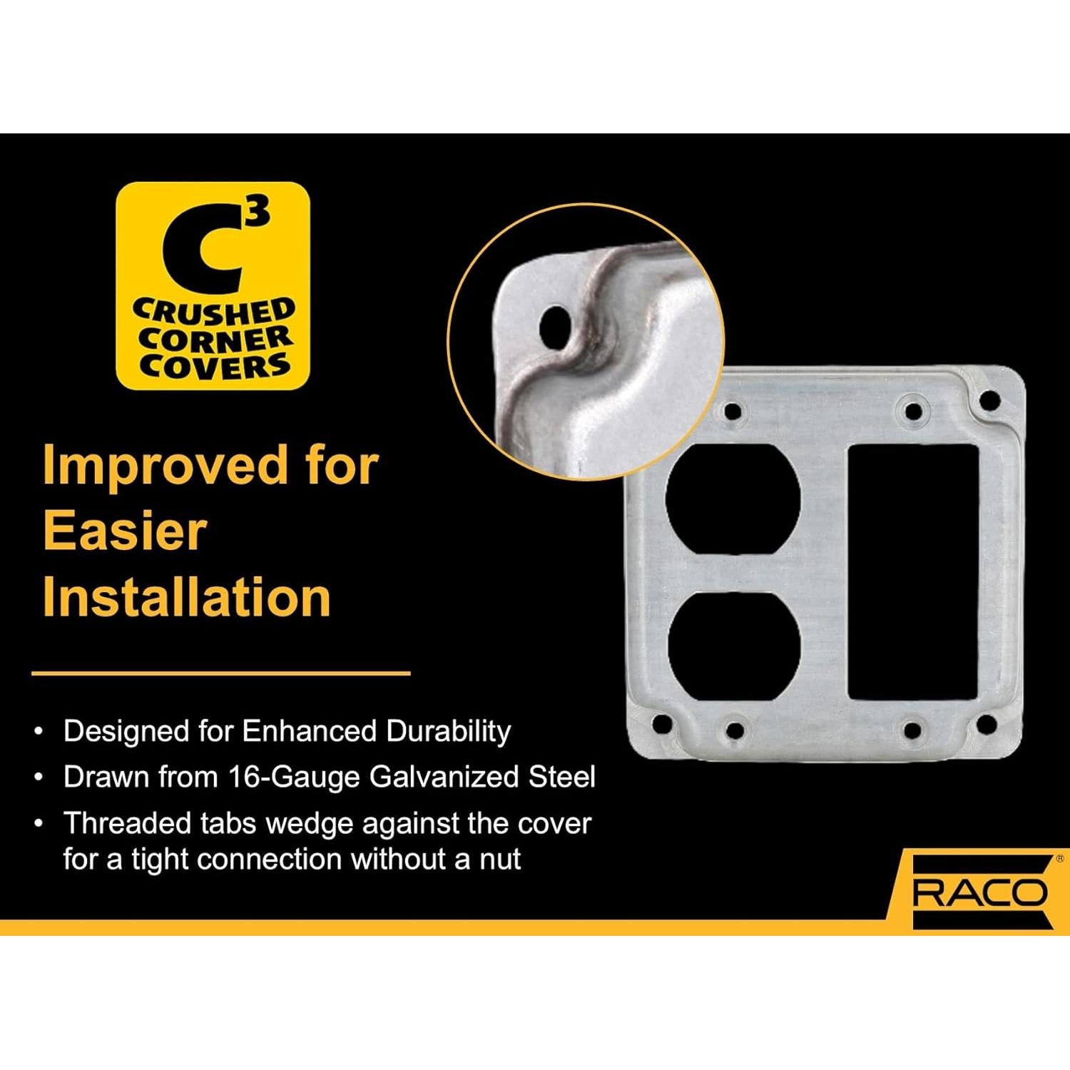 Cubierta de Trabajo Expuesta Hubbell Raco 915C 1 GFCI 1 Dúplex