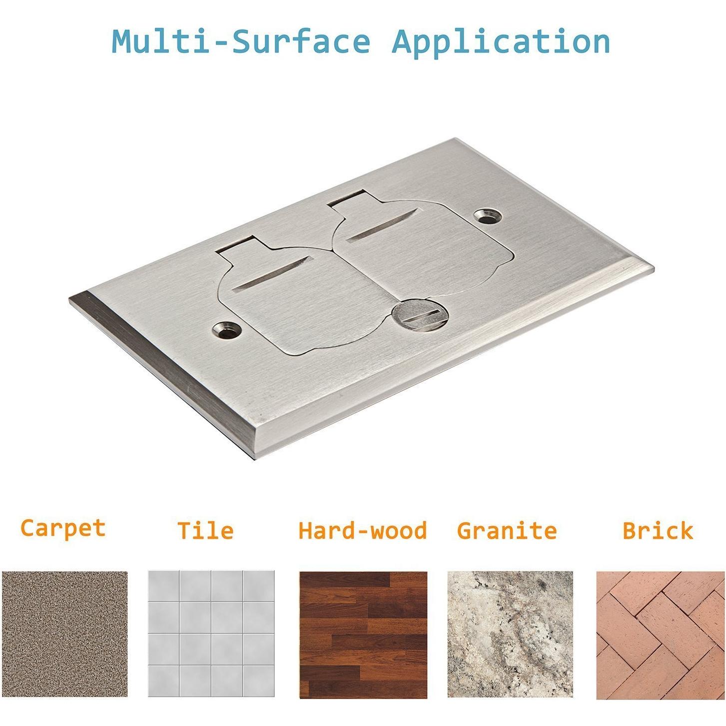 Kit Caja de Piso Enerlites Niquelado 20A Resistente Intemperie