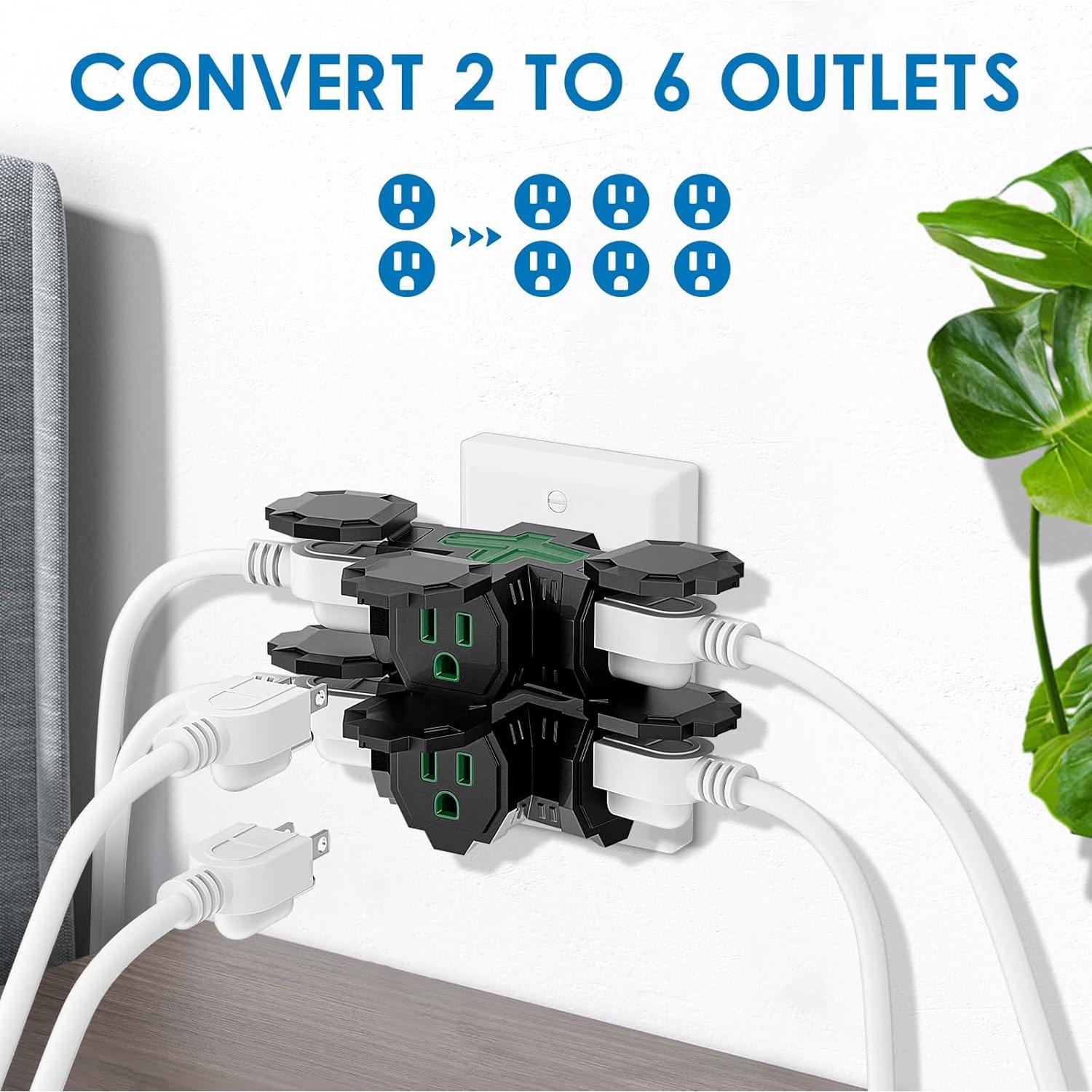 K KASONIC Adaptador Múltiple Eléctrico 3 Vías Verde ETL 1875W