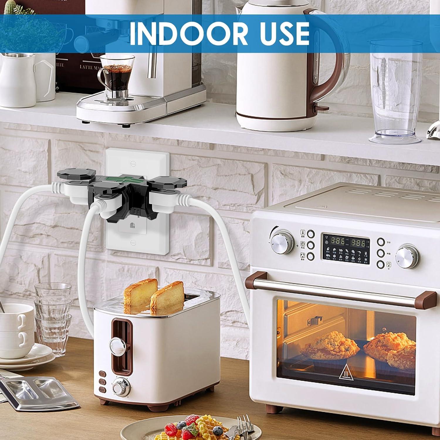 K KASONIC Adaptador Múltiple Eléctrico 3 Vías Verde ETL 1875W