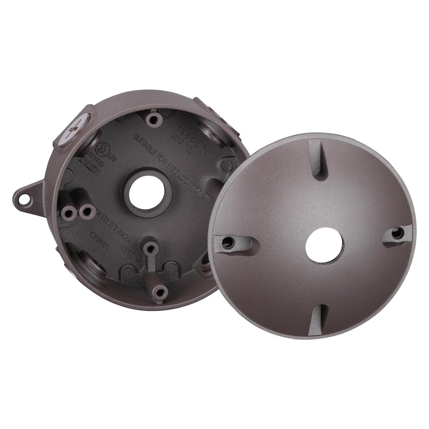 Caja de Salida Redonda 4" LEONLITE Aluminio IP65 16 Pulgadas Cúbicas