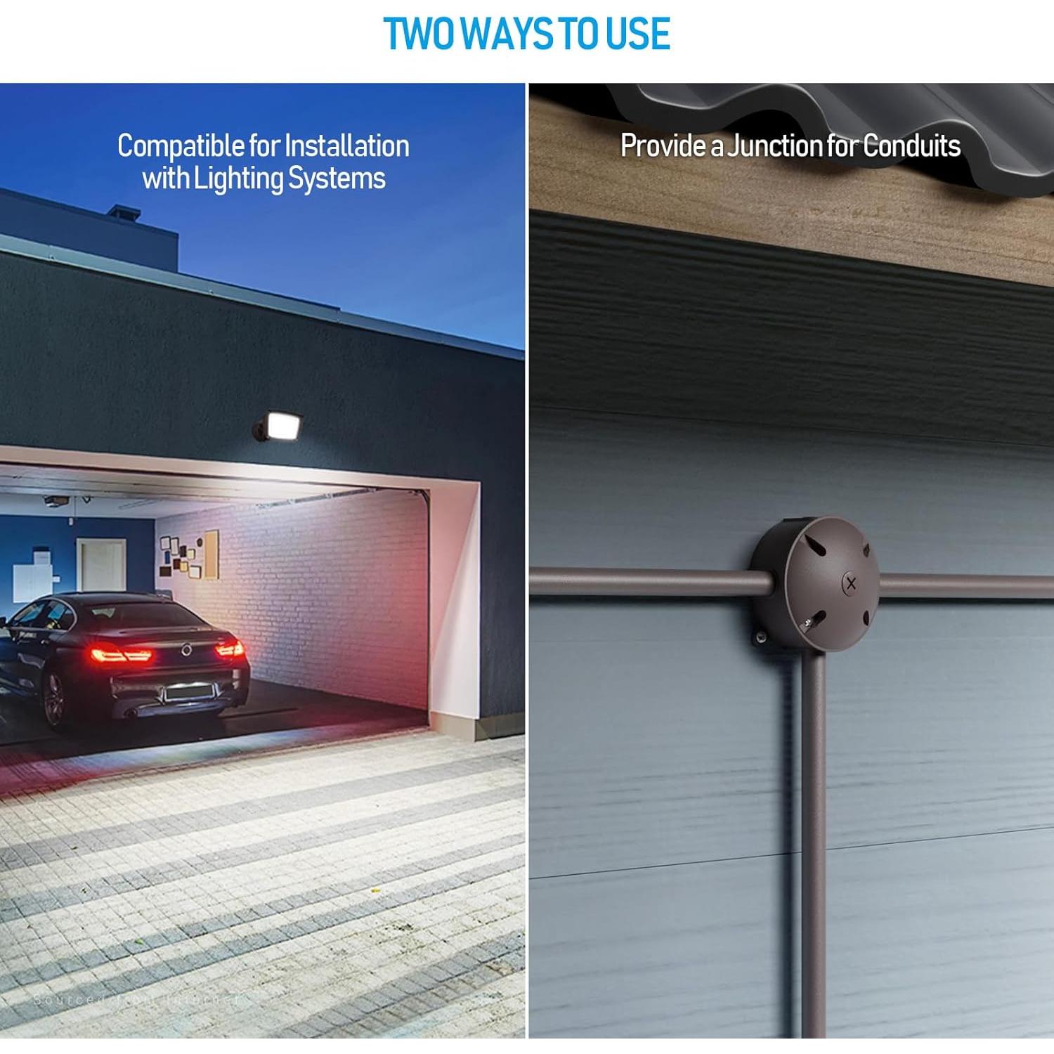 Caja de Salida Redonda 4" LEONLITE Aluminio IP65 16 Pulgadas Cúbicas