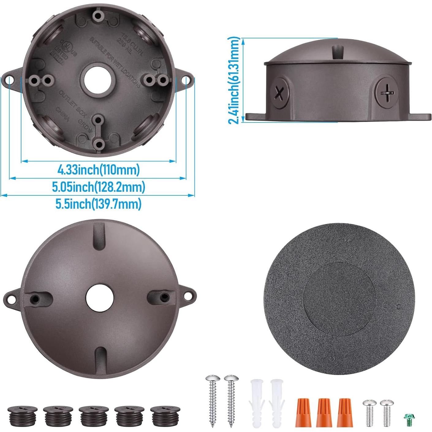 Caja de Salida Redonda 4" LEONLITE Aluminio IP65 16 Pulgadas Cúbicas