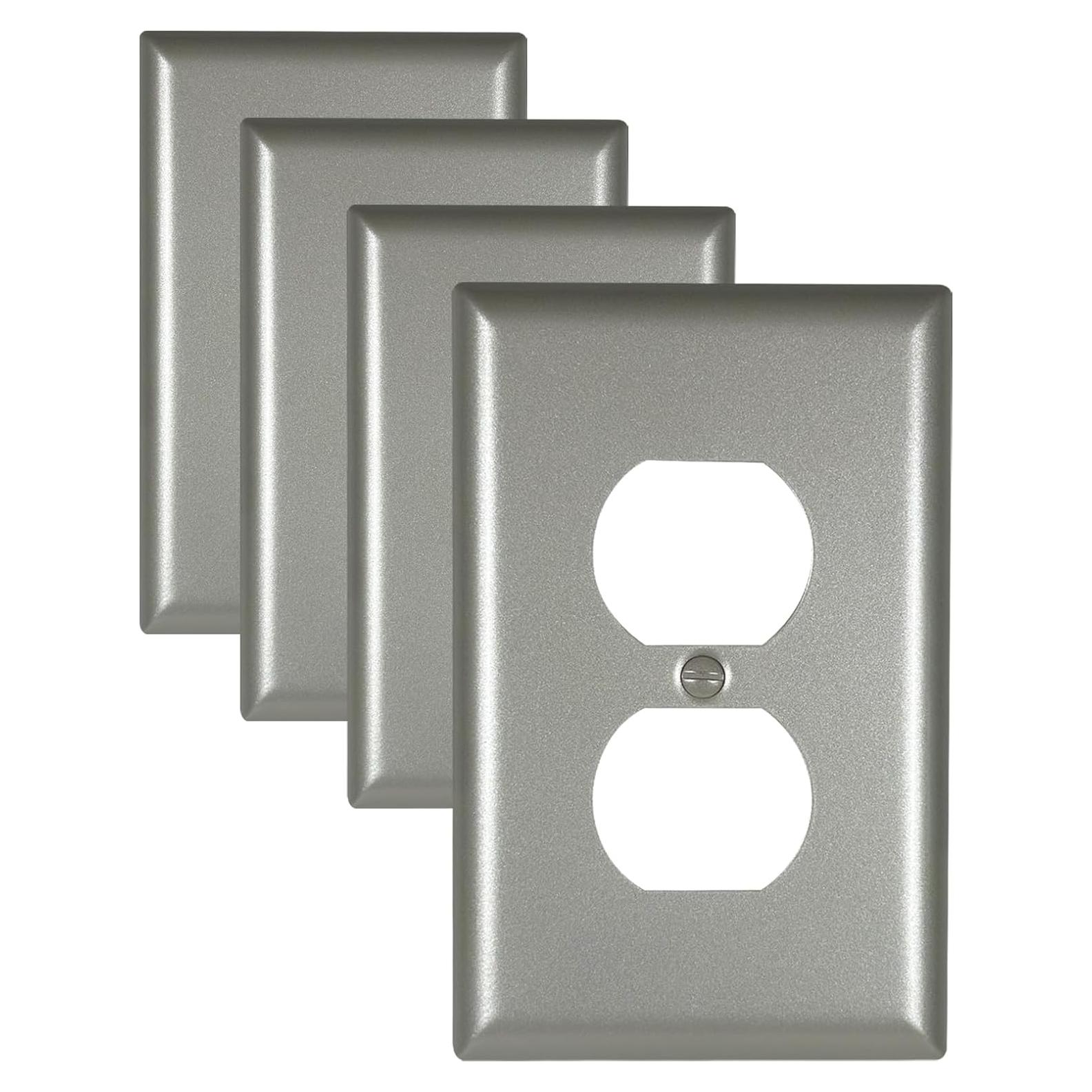 Cubiertas de Enchufes de Metal Kisrvopn Níquel Mate 4 PK