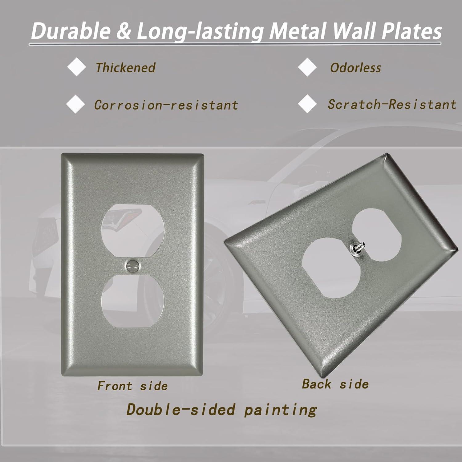 Cubiertas de Enchufes de Metal Kisrvopn Níquel Mate 4 PK