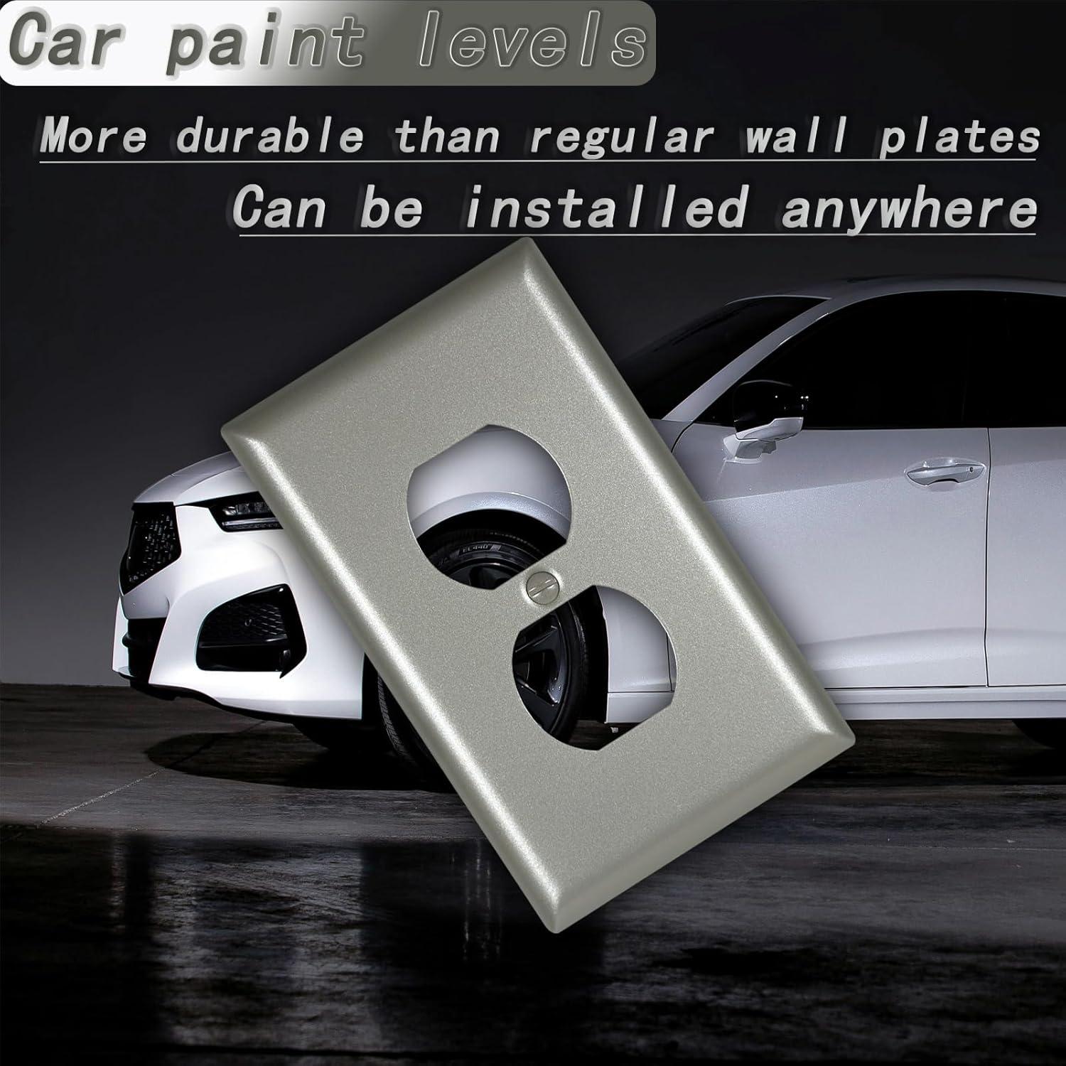 Cubiertas de Enchufes de Metal Kisrvopn Níquel Mate 4 PK