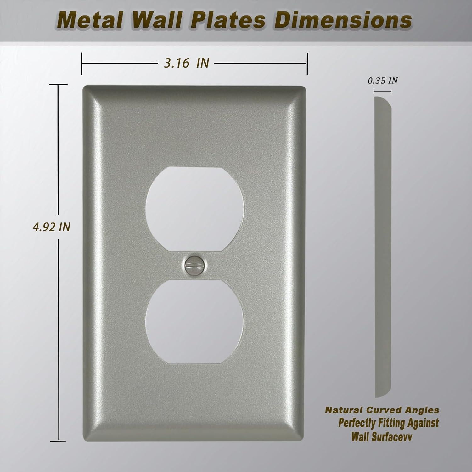 Cubiertas de Enchufes de Metal Kisrvopn Níquel Mate 4 PK