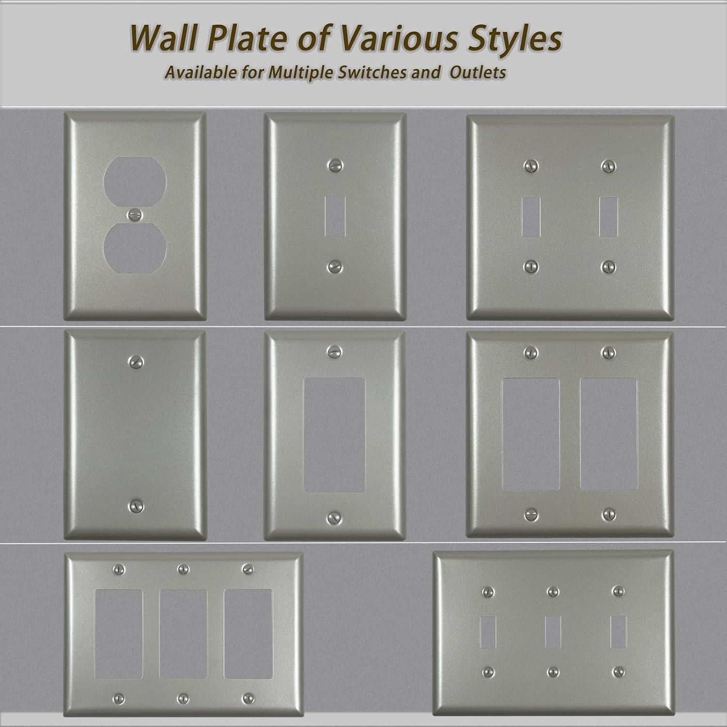 Cubiertas de Enchufes de Metal Kisrvopn Níquel Mate 4 PK