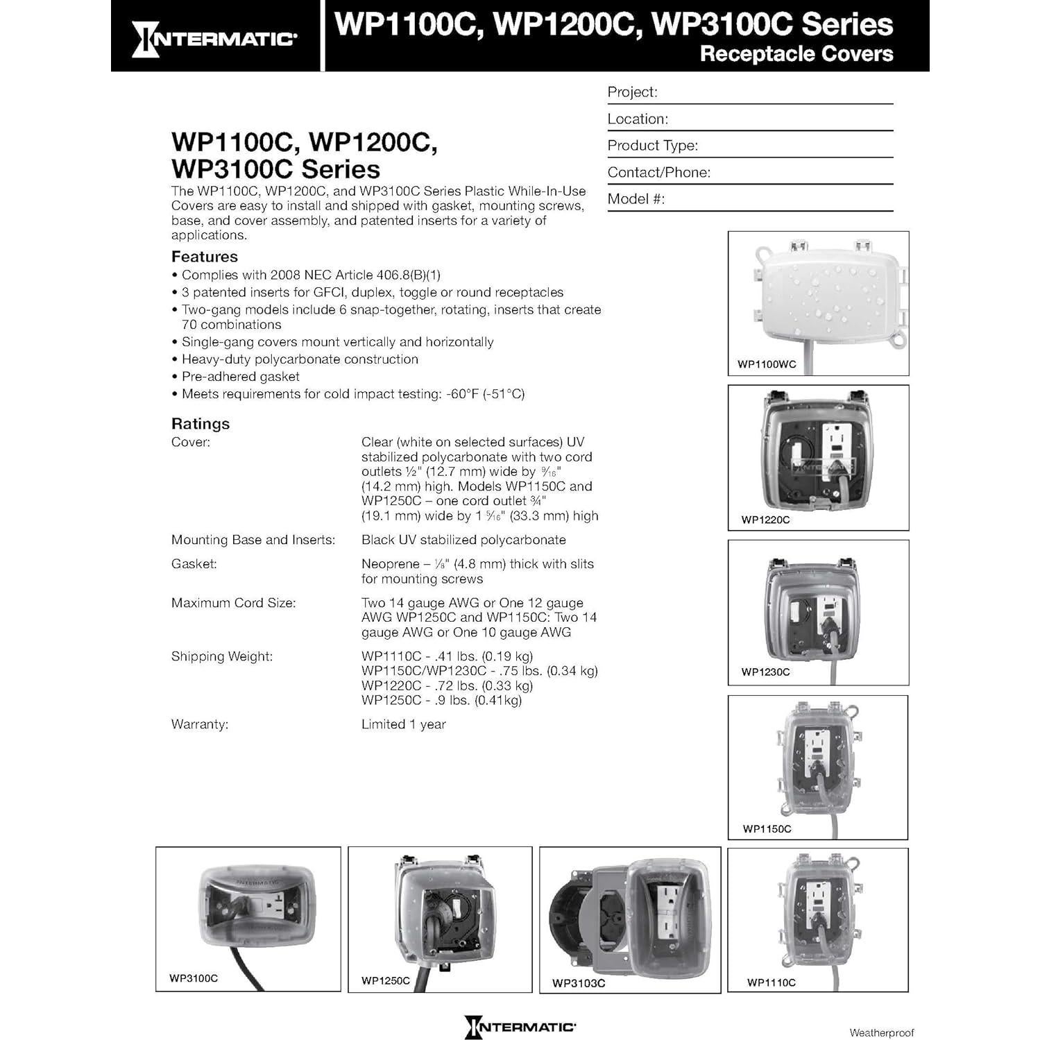 Caja Redonda Exterior Intermatic WP3103C 1 Gang Transparente