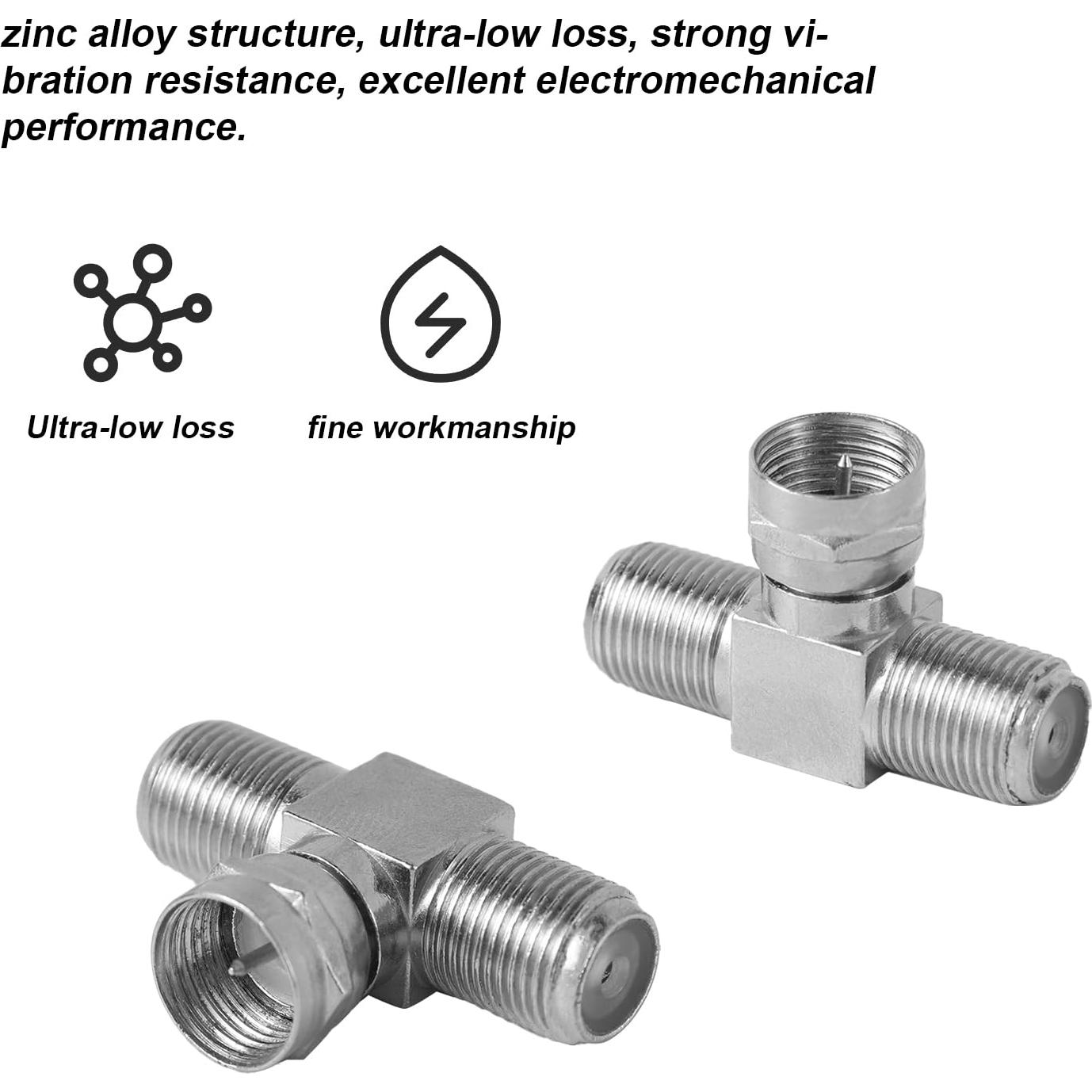 Divisor de Cable Coaxial 2 en 1 Aleación de Zinc 3 Vías