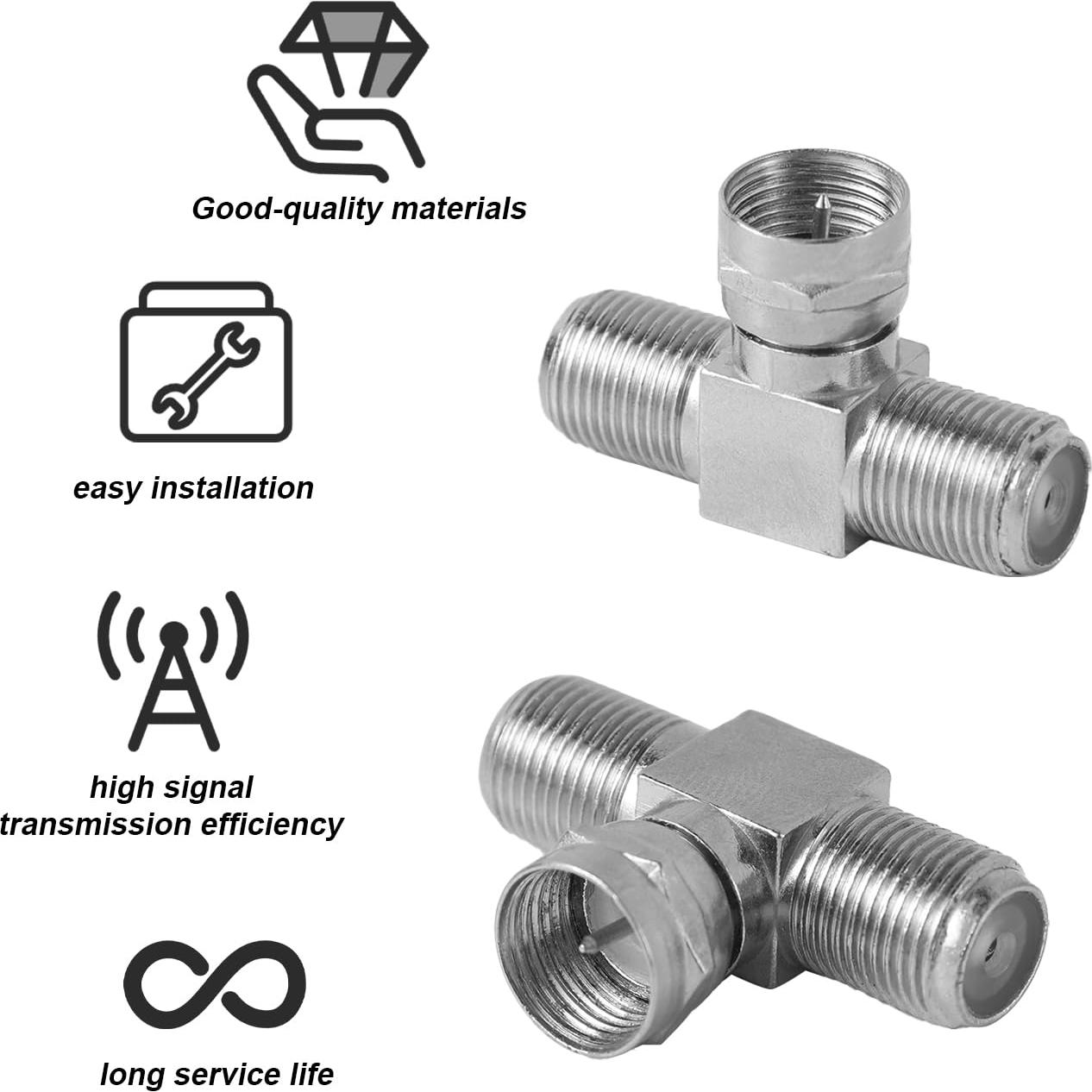 Divisor de Cable Coaxial 2 en 1 Aleación de Zinc 3 Vías