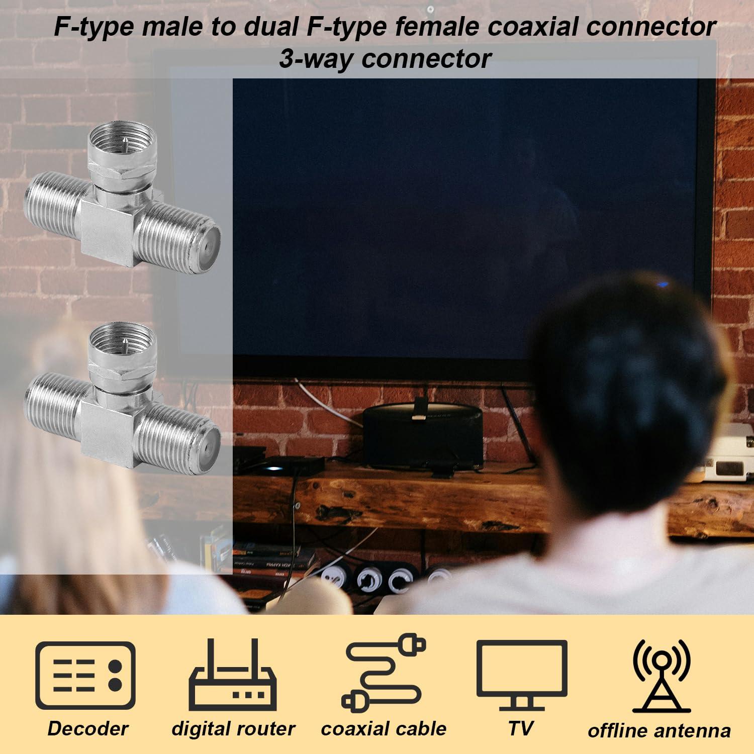 Divisor de Cable Coaxial 2 en 1 Aleación de Zinc 3 Vías