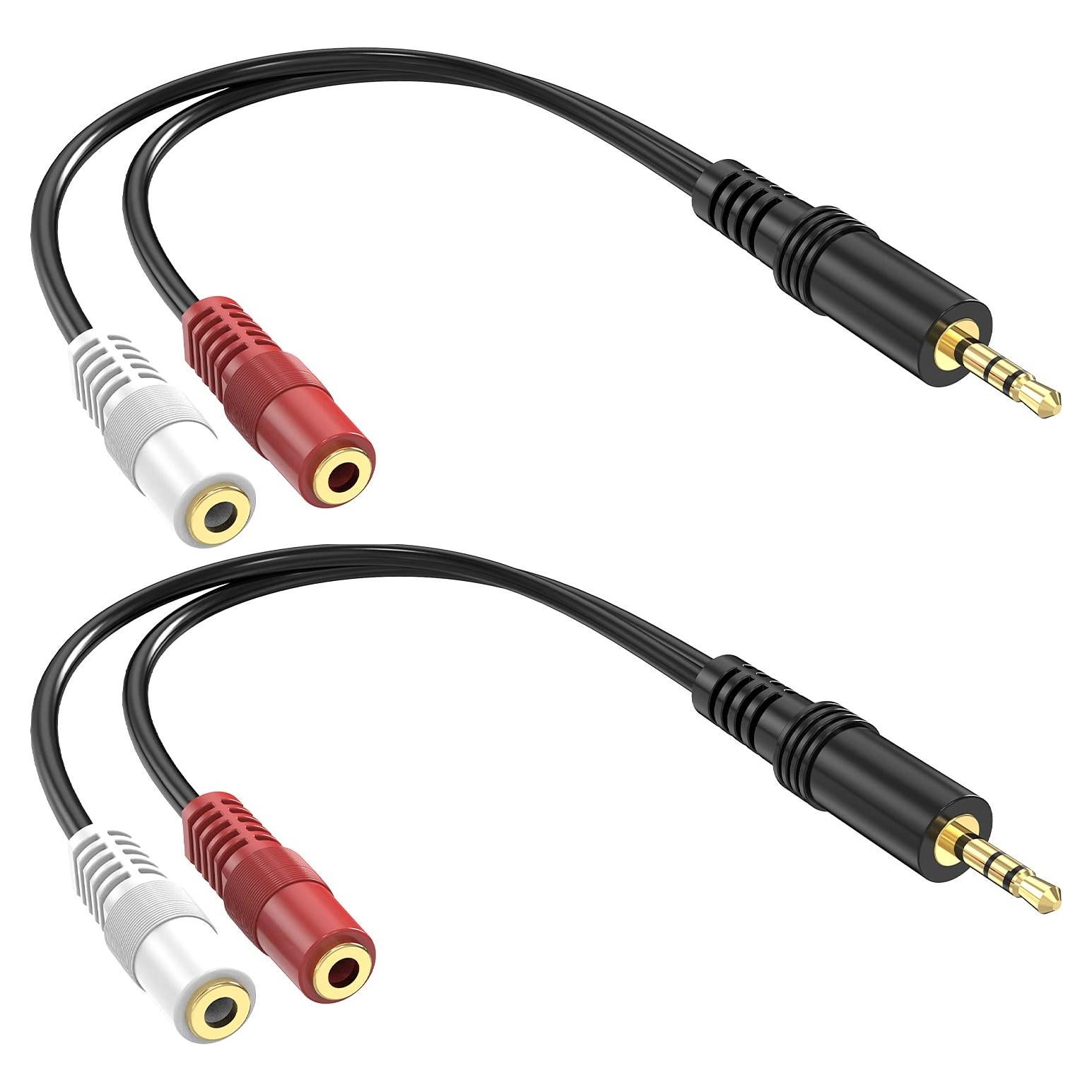 Cable divisor de audio 3.5mm TRS a 2 TS hembra RFAdapter 15.24cm