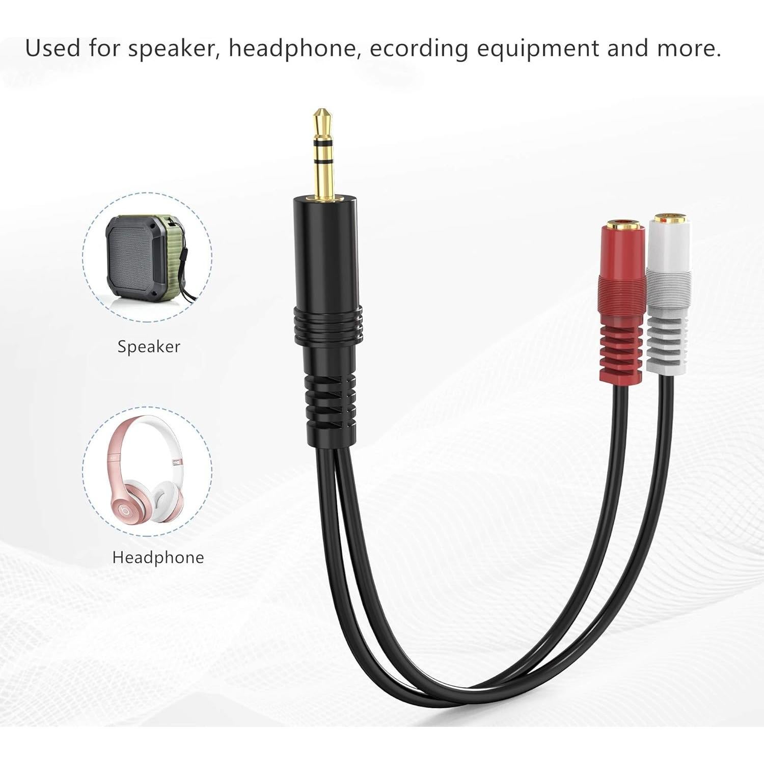 Cable divisor de audio 3.5mm TRS a 2 TS hembra RFAdapter 15.24cm