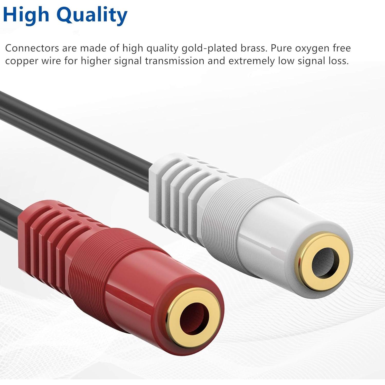 Cable divisor de audio 3.5mm TRS a 2 TS hembra RFAdapter 15.24cm