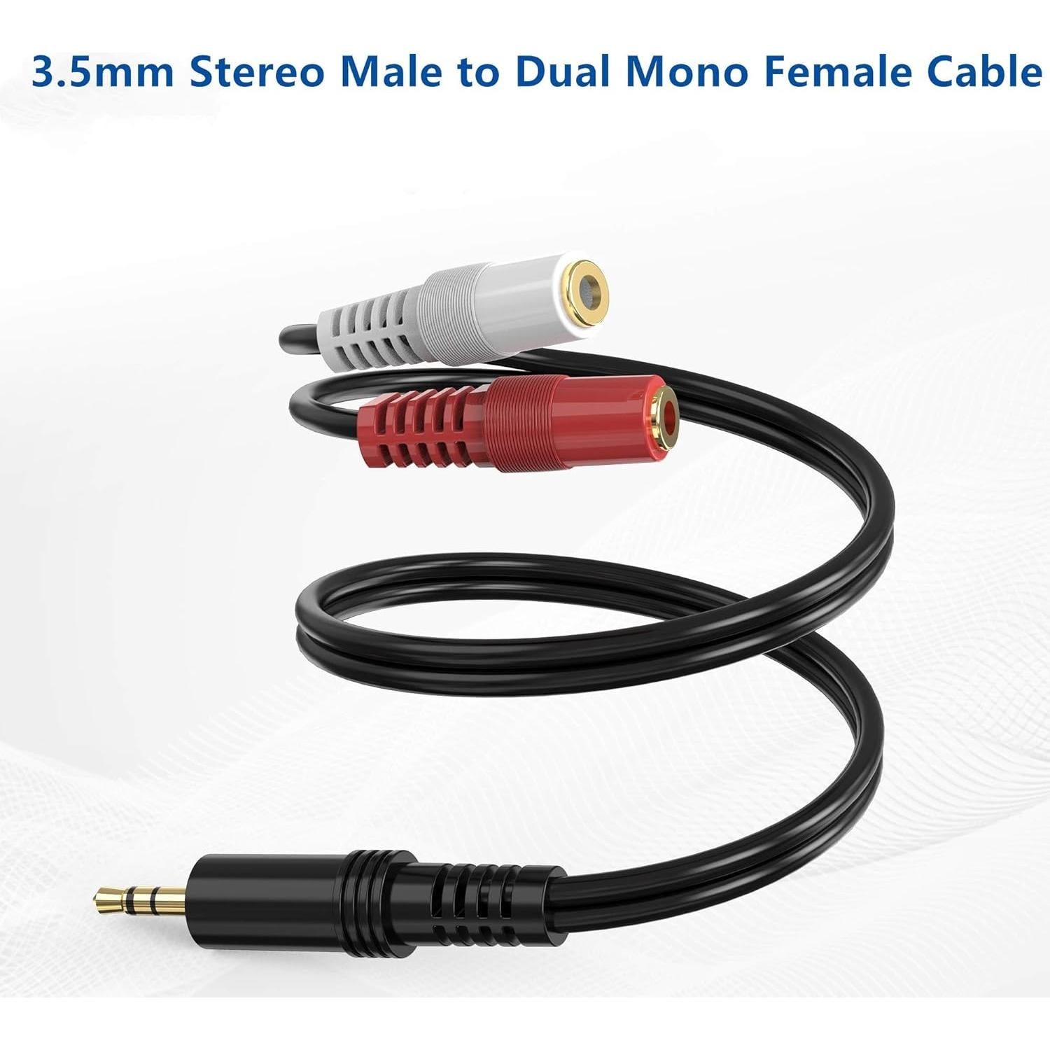 Cable divisor de audio 3.5mm TRS a 2 TS hembra RFAdapter 15.24cm