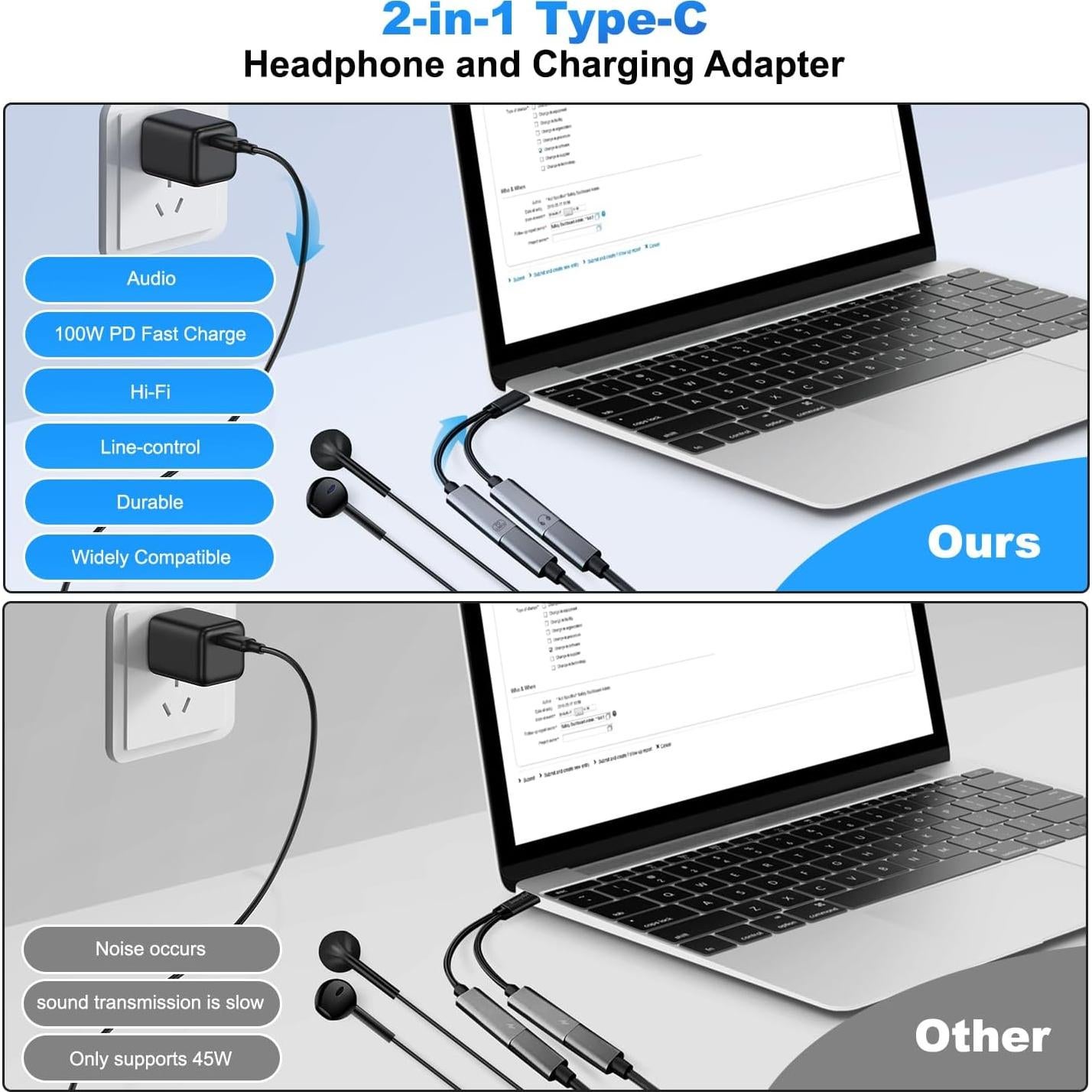 Adaptador USB C a Auriculares y Cargador 100W JBJBBG