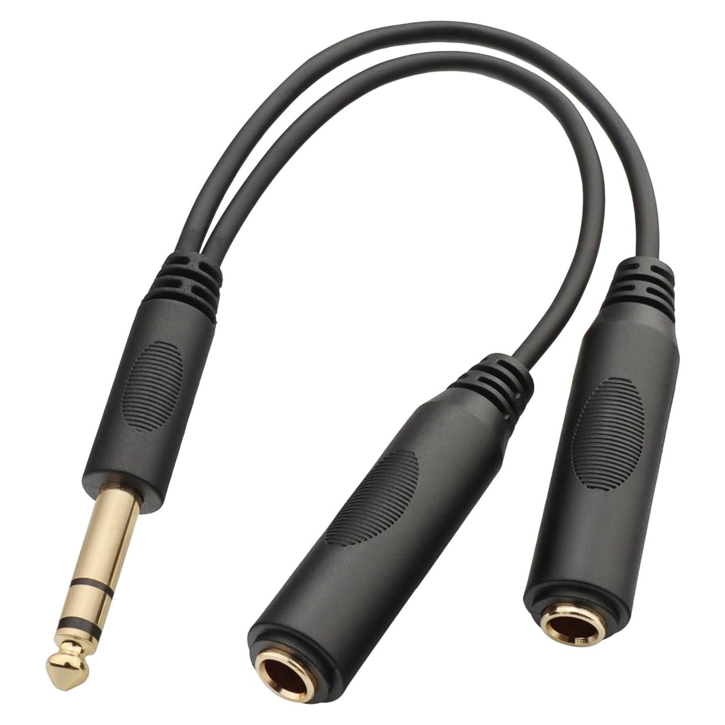 Cable Divisor Estéreo Tisino 6.35mm Macho a Doble Hembra 20cm