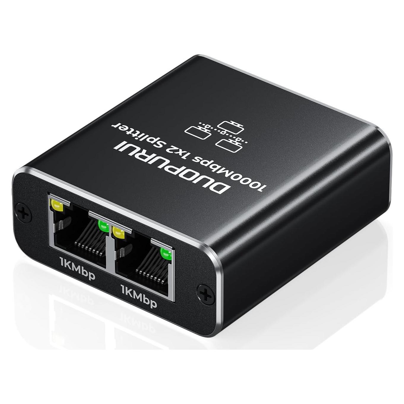 Divisor Ethernet 1 a 2 Duopurui 1000Mbps Plug and Play