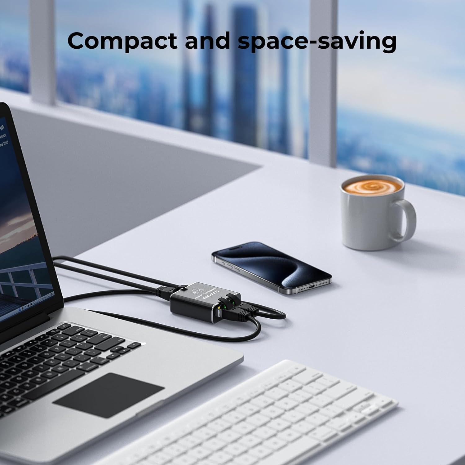 Divisor Ethernet 1 a 2 Duopurui 1000Mbps Plug and Play