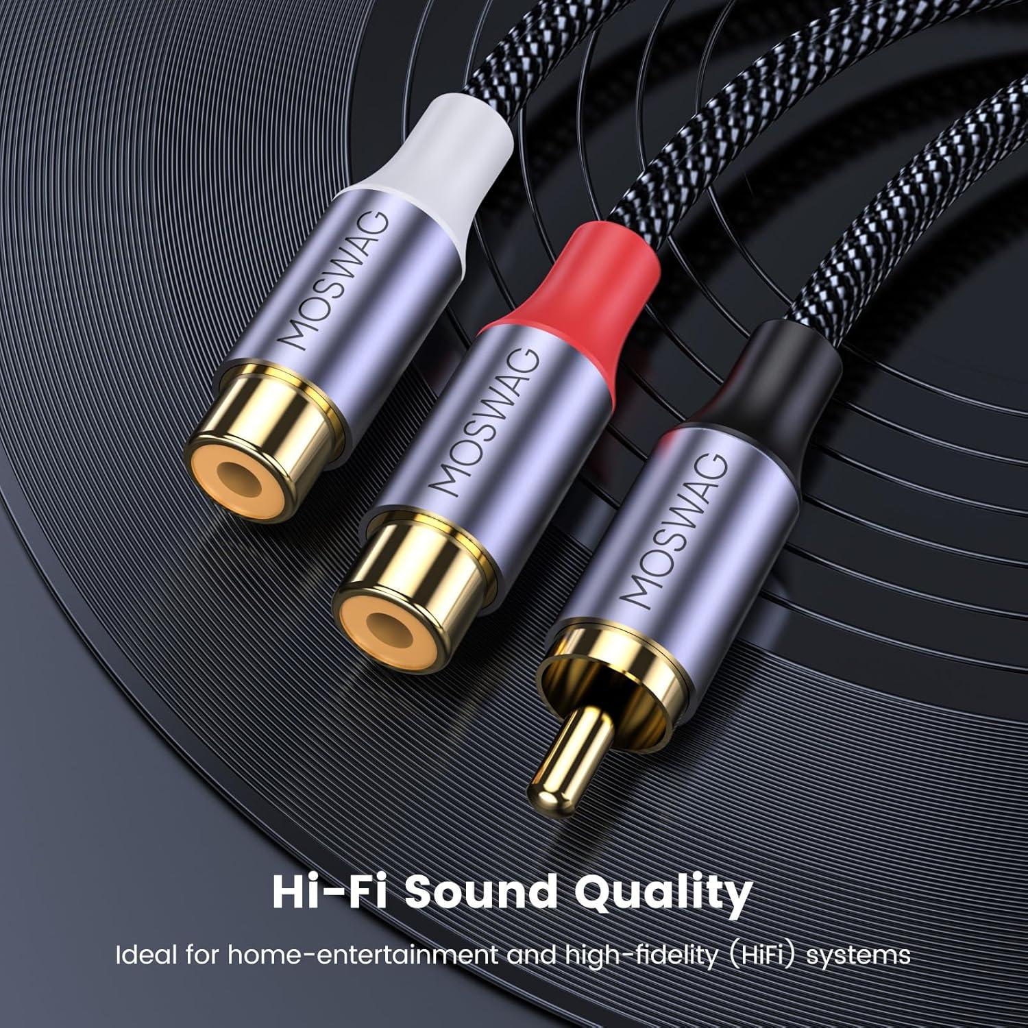 Cable RCA Macho a 2 Hembras MOSWAG 20cm Audio Estéreo