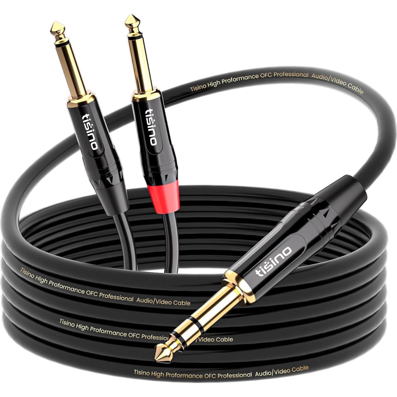 Cable estéreos TRS 1/4 a doble mono TS 1/4 - 1 metro tisino