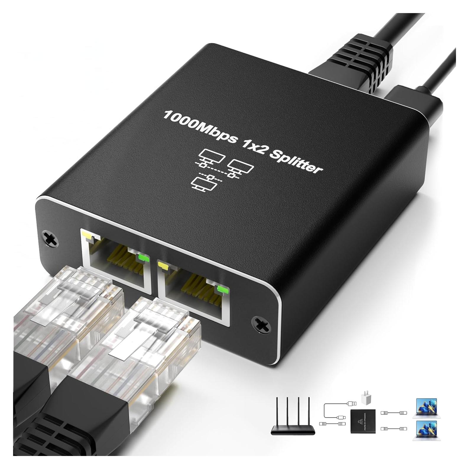Divisor Ethernet 1 a 2 YOFEEPOP Gigabit 1000Mbps RJ45 USB C