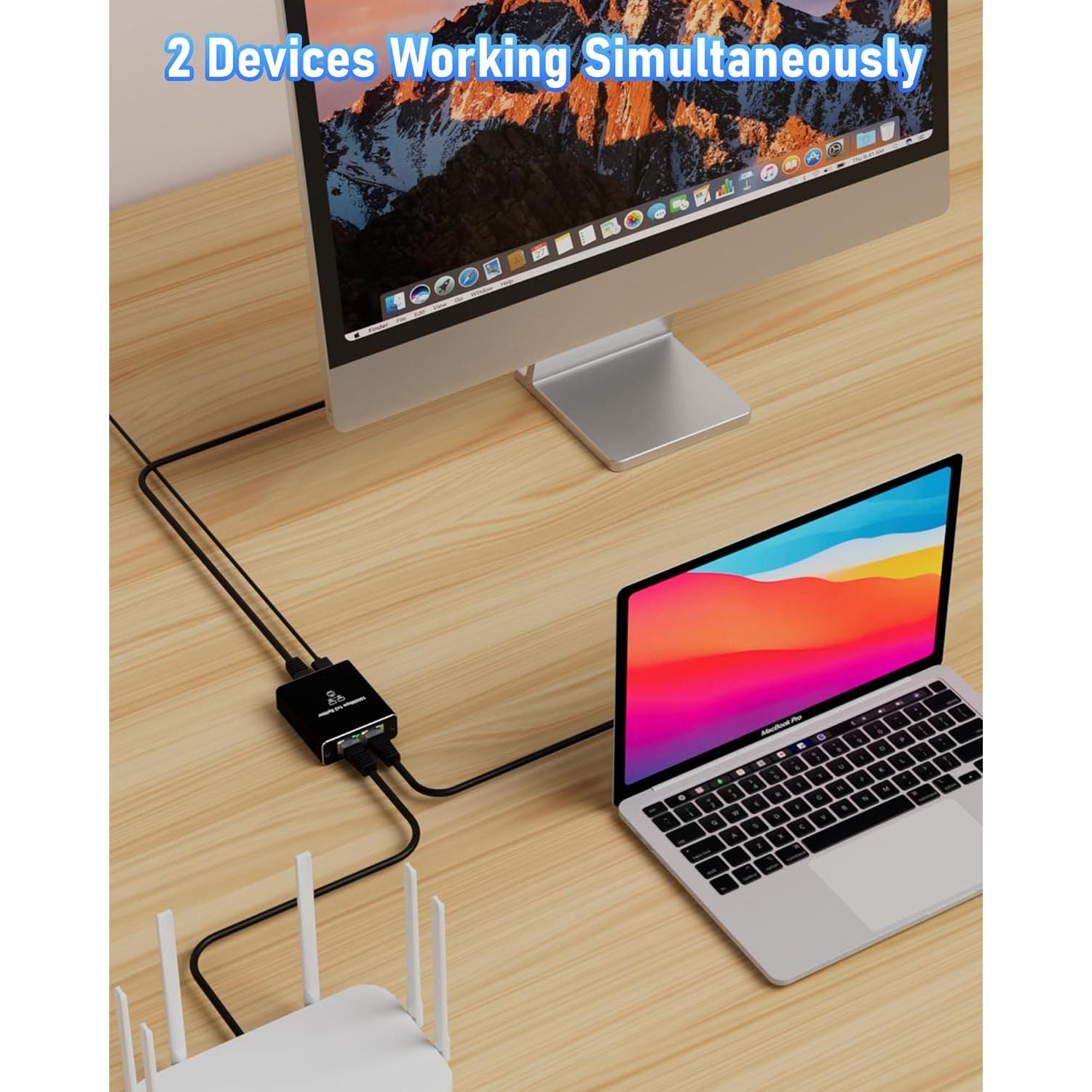 Divisor Ethernet 1 a 2 YOFEEPOP Gigabit 1000Mbps RJ45 USB C